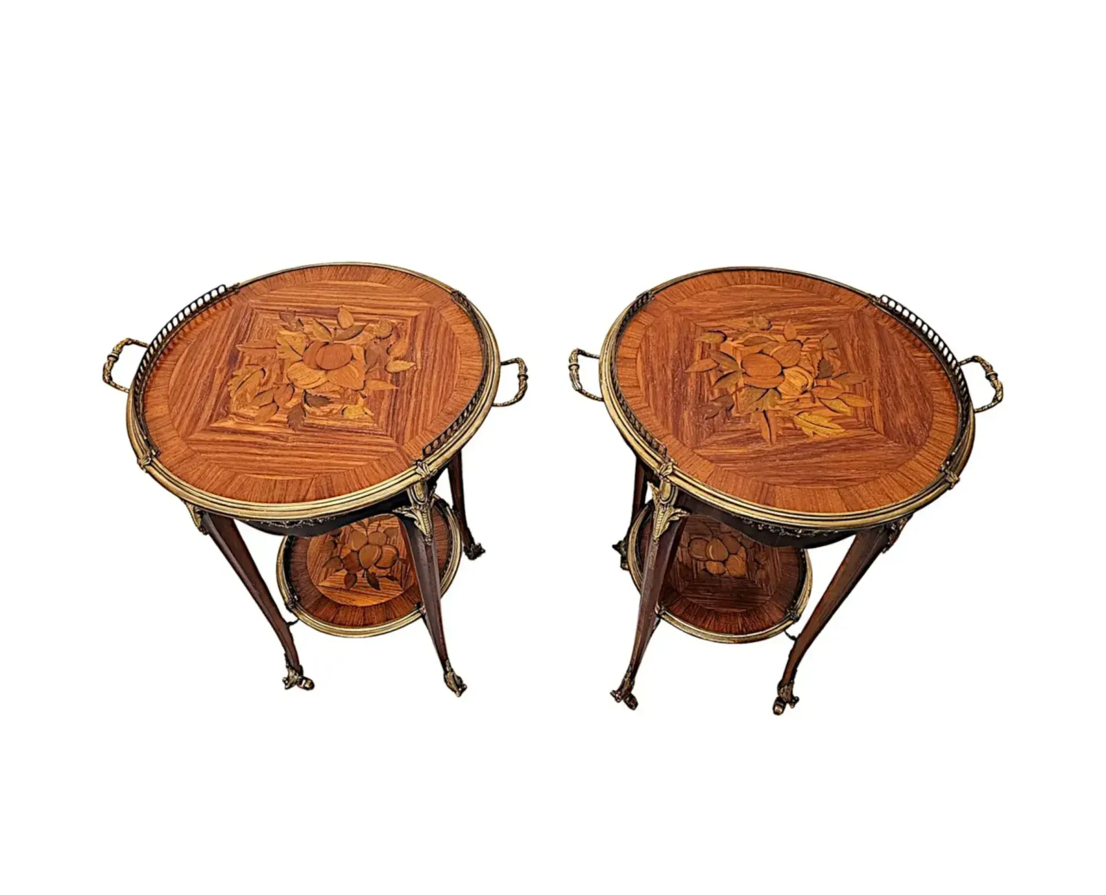 A Fabulous Pair Of 20th Century Marquetry Inlaid Occasional Tables With Ormolu Mounts photo furniture