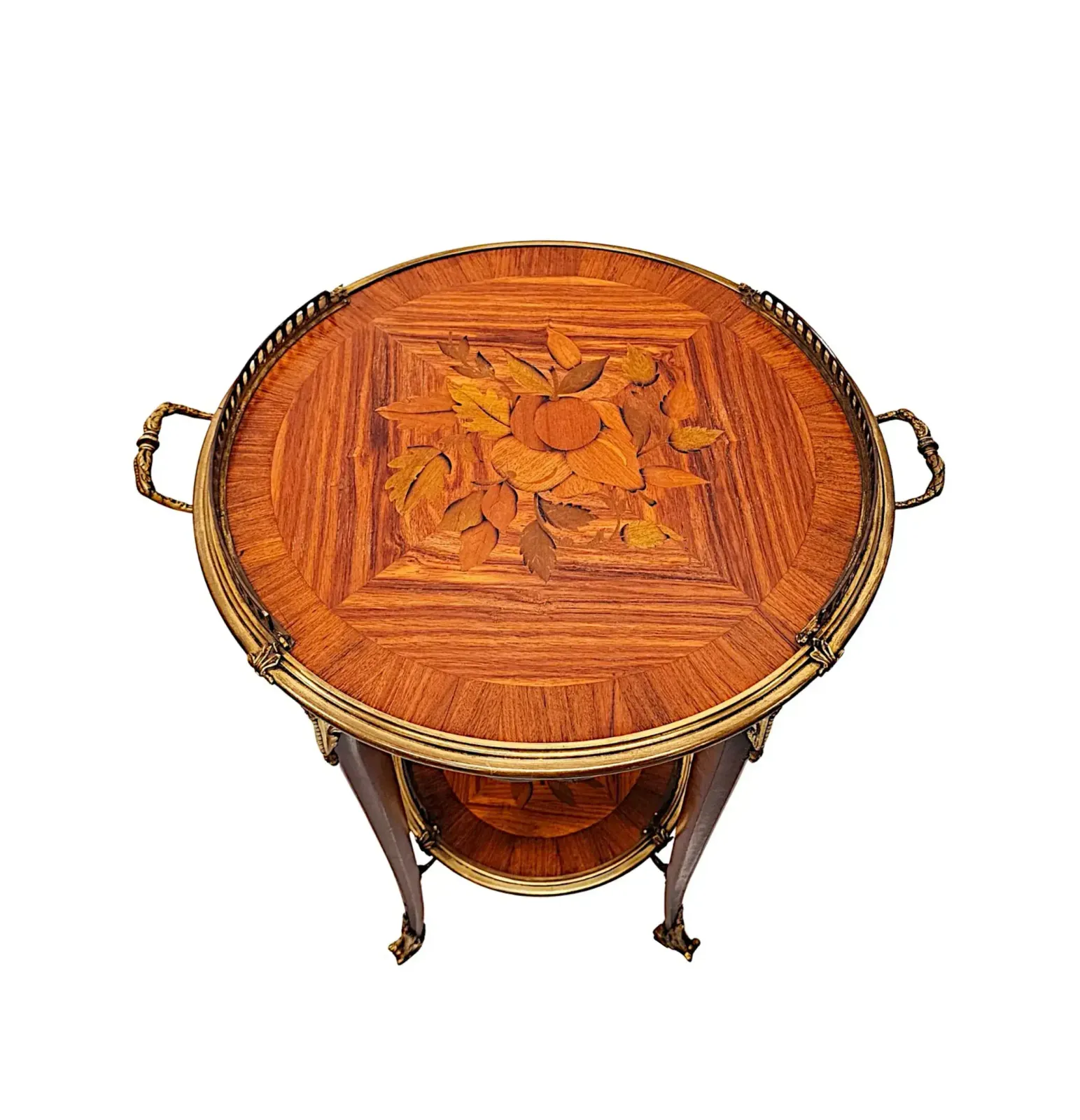 A Fabulous Pair Of 20th Century Marquetry Inlaid Occasional Tables With Ormolu Mounts photo for sale