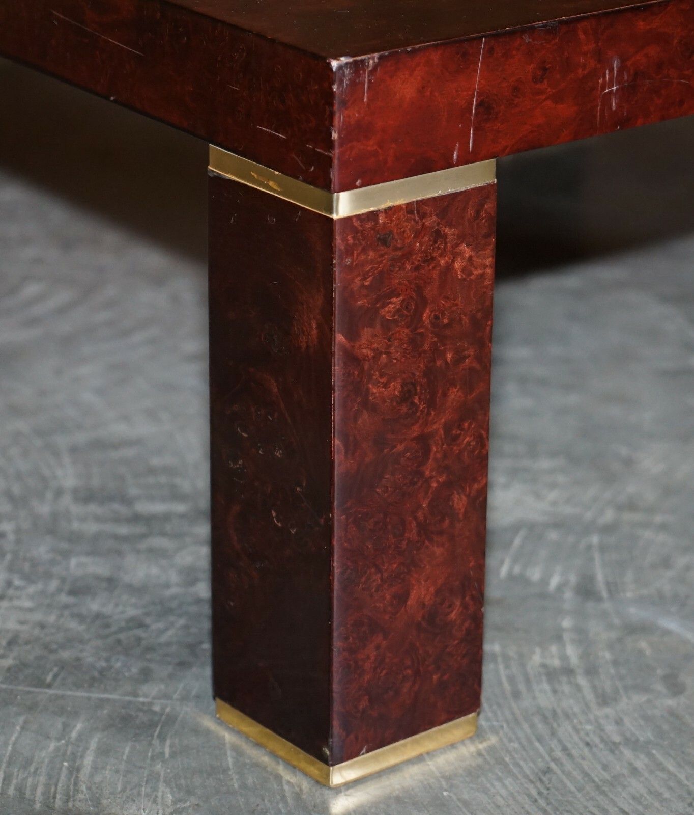 Stunning Contemporary Art Modern Burr Walnut, Brass Inaly Coffee Cocktail Table photo 1350.0