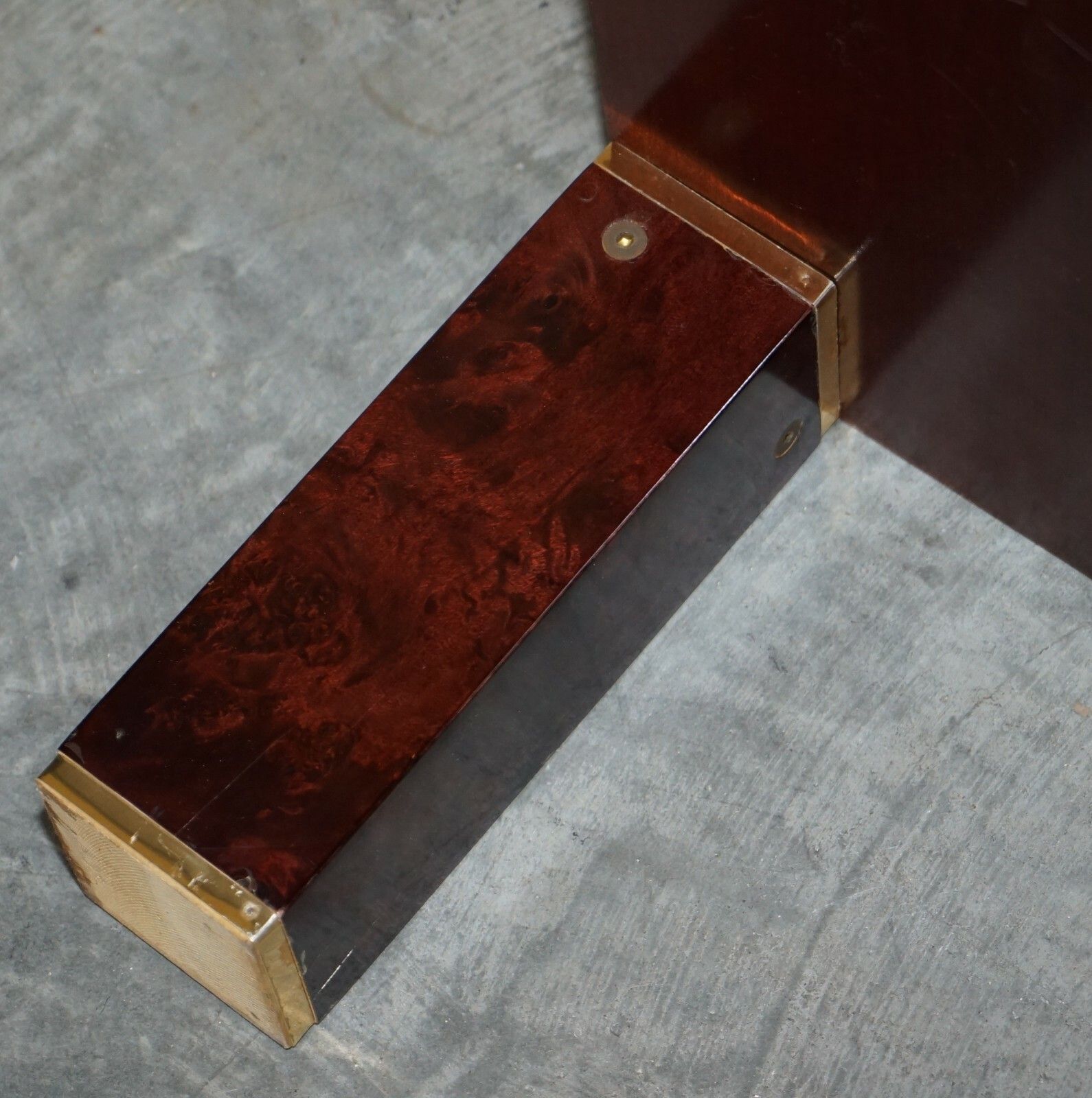 1350.0 Stunning Contemporary Art Modern Burr Walnut, Brass Inaly Coffee Cocktail Table photo