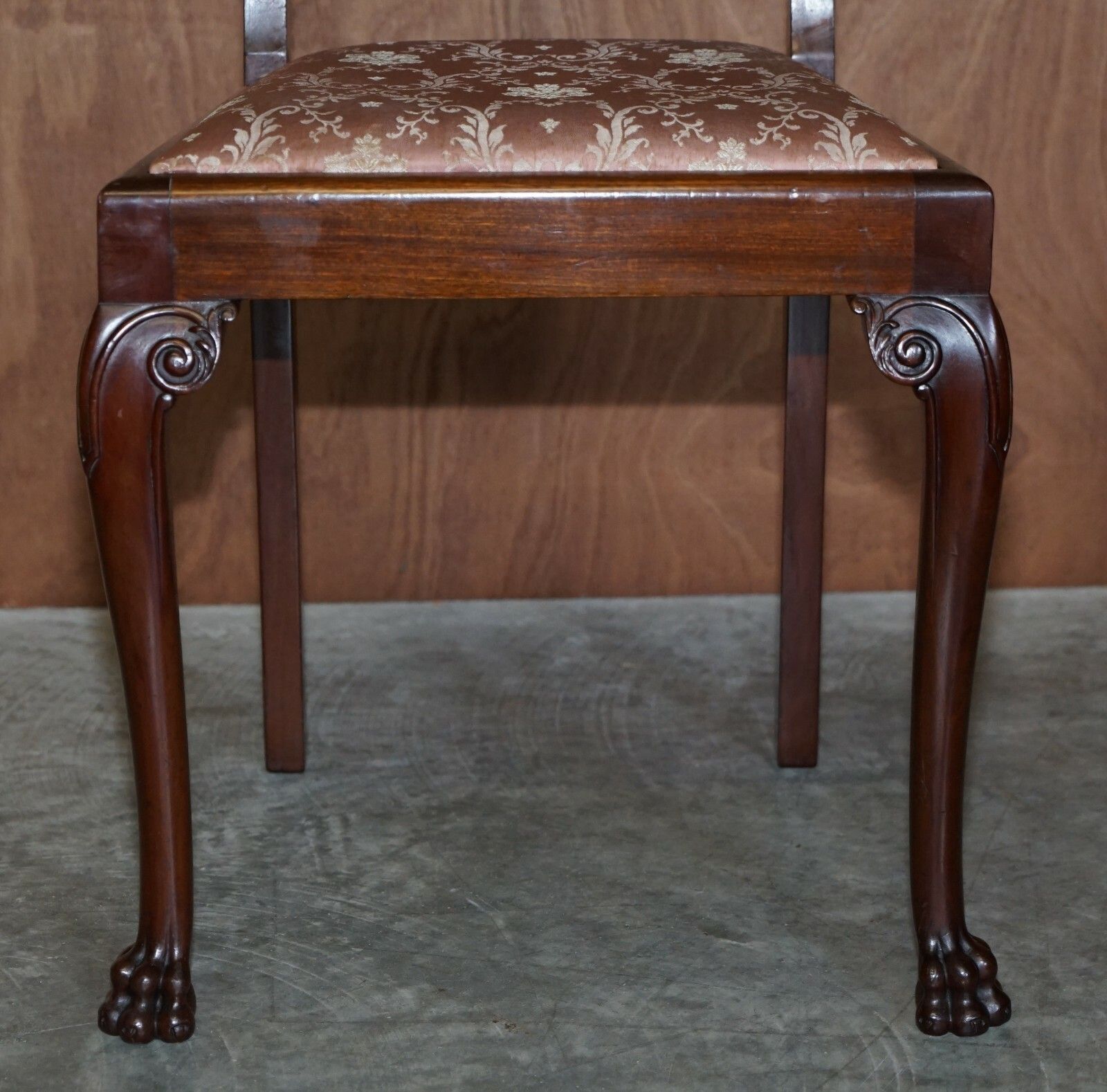 Pair Of Antique Honduras Mahogany English Hand Carved Lion Hairy Paw Feet Chairs photo 1350.0