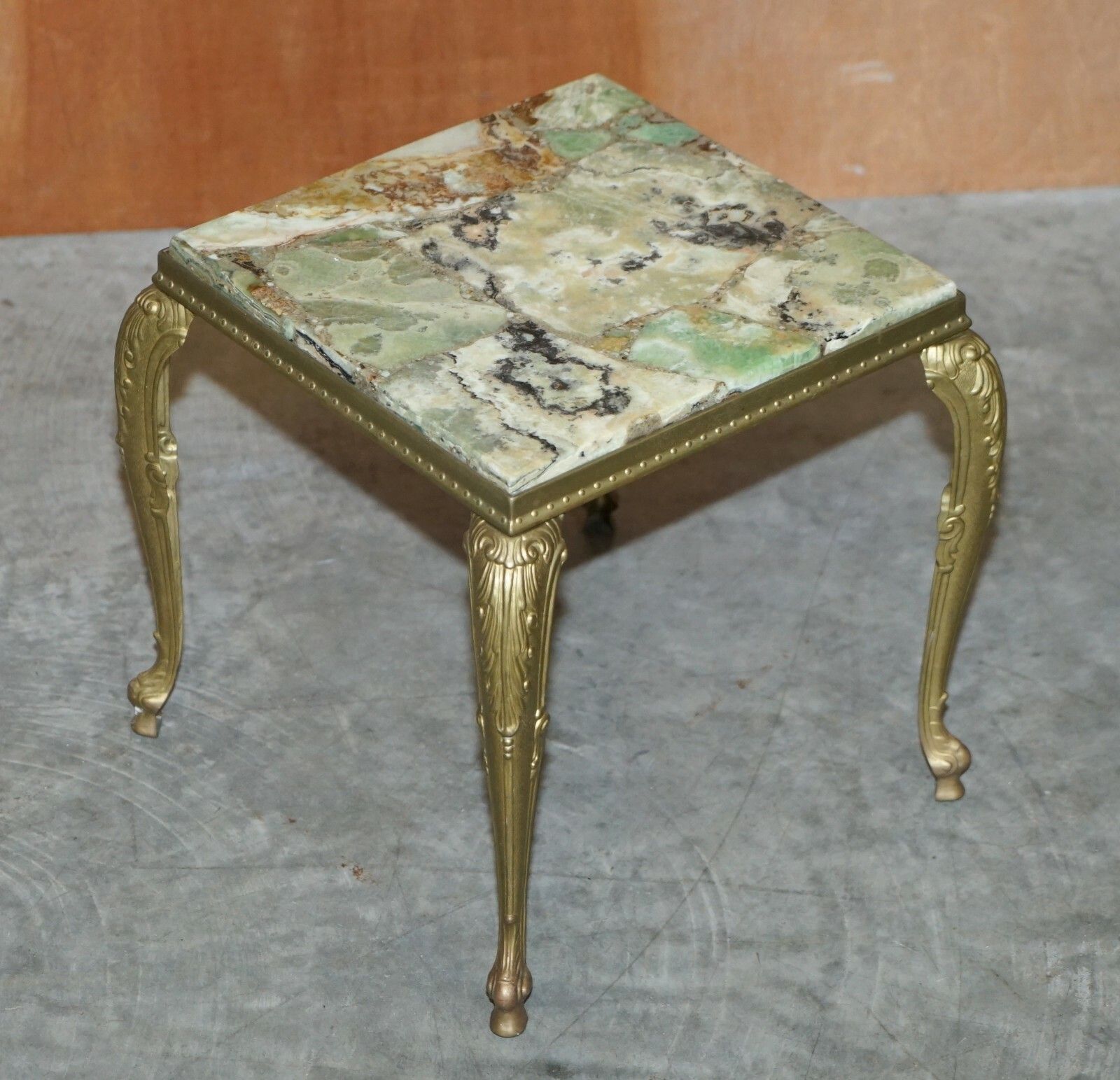 photo for sale Lovely Nest Of Three Brass & Onyx Vintage Circa 1940's French Lamp Wine Tables
