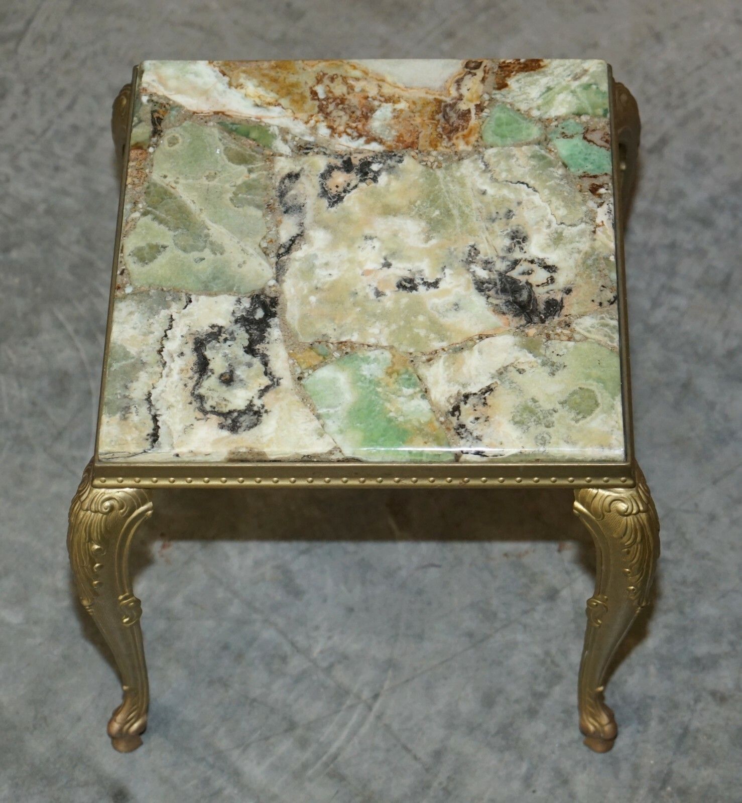 Furniture Lovely Nest Of Three Brass & Onyx Vintage Circa 1940's French Lamp Wine Tables photo