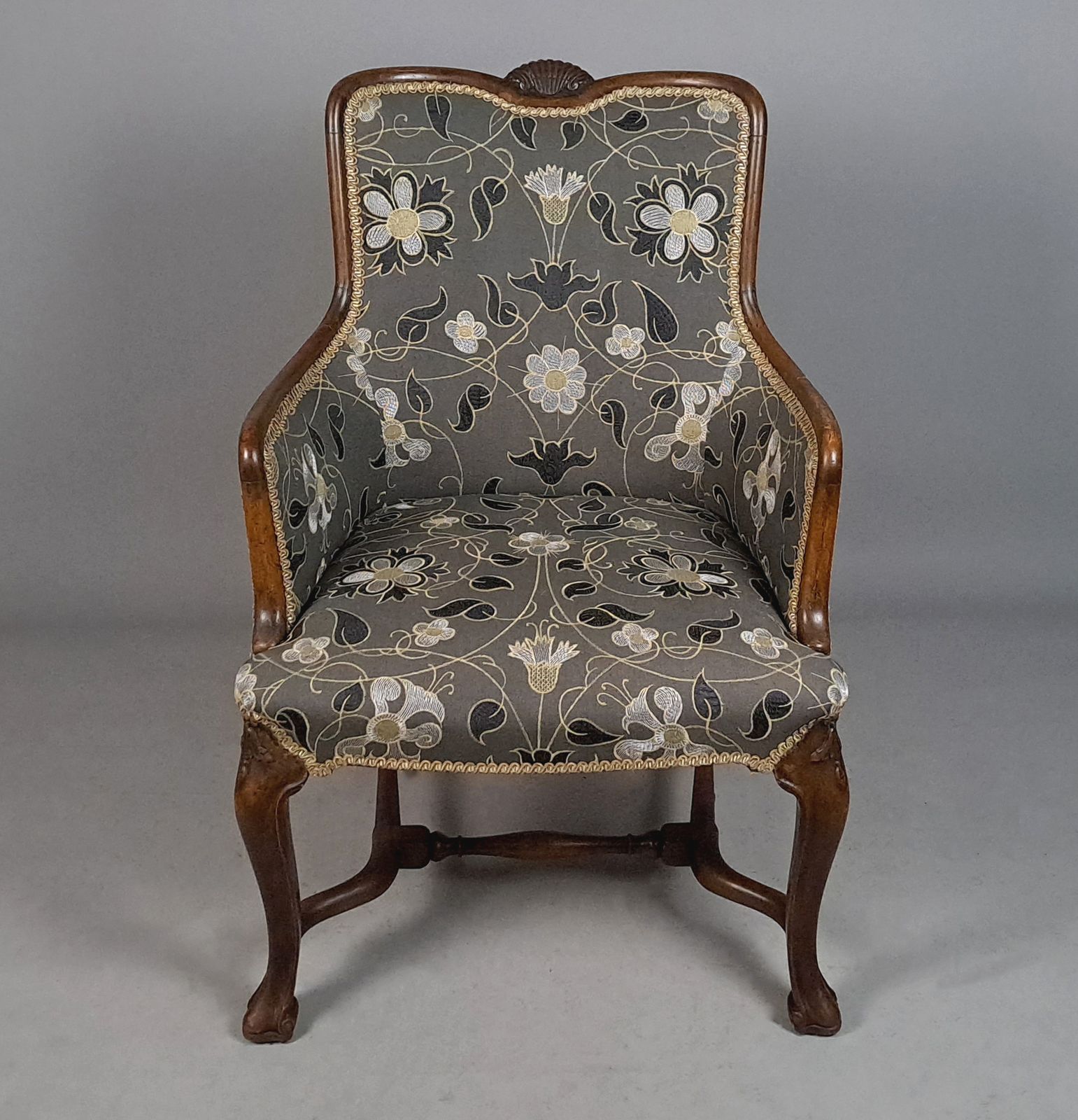 Lovely 19th Century Wing Arm Chair In The Queen Anne Manner C. 1850 photo for sale