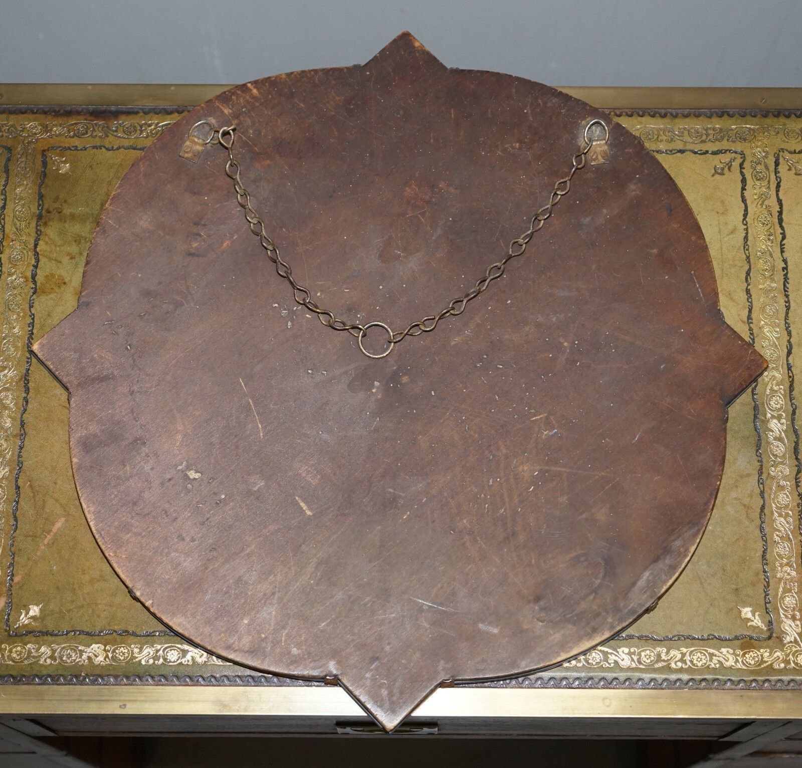 Lovely 1930's French Art Deco Bevelled Mirror With Square Inside Circle Rare photo vintage