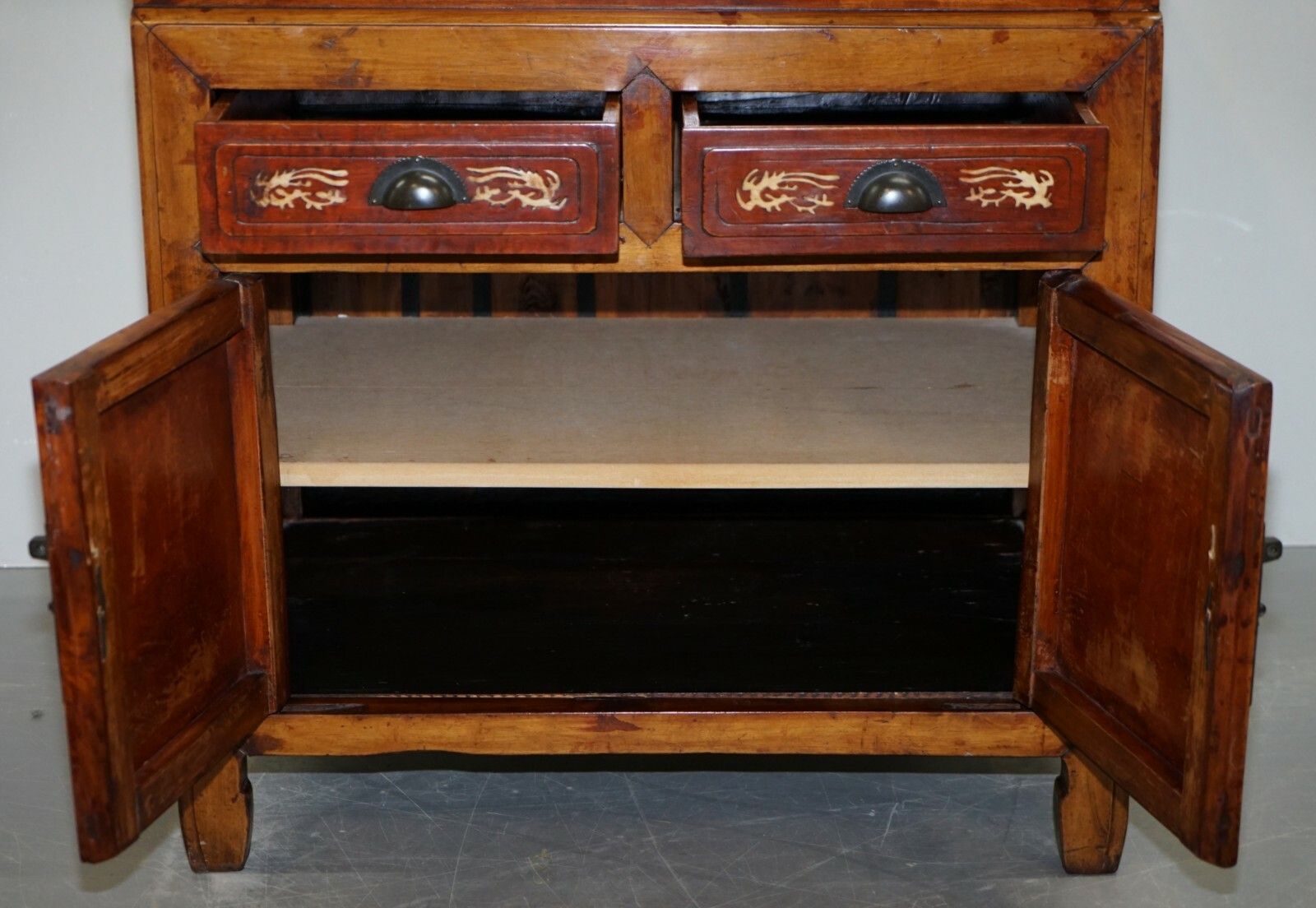 Furniture Antique Chinese Export Circa 1900 Redwood Lacquered Inlaid Wash Stand Sideboard photo