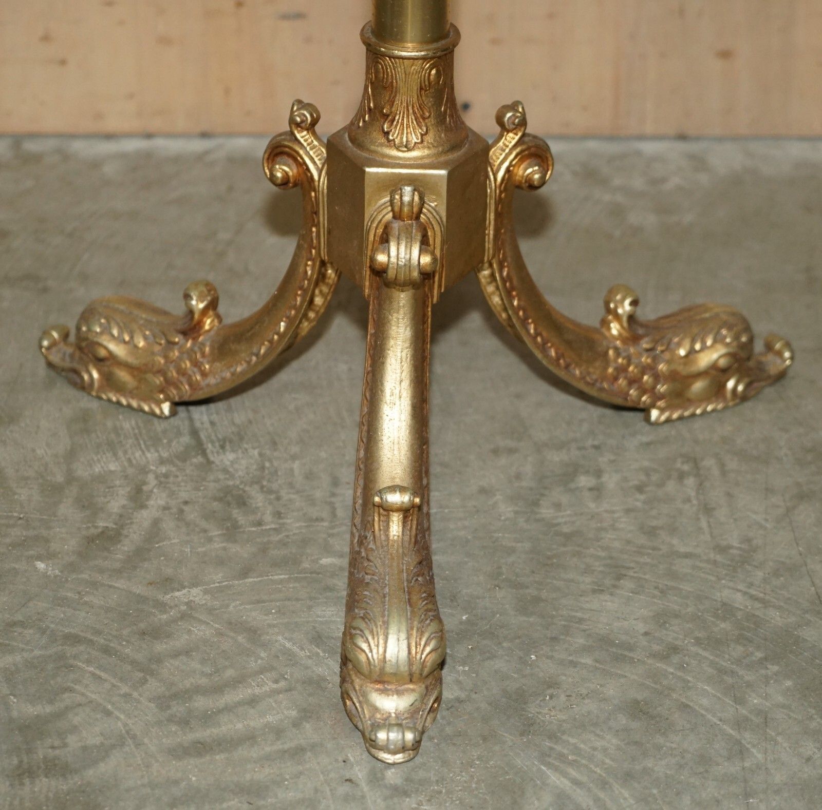 Antique Victorian Circa 1880 Brass Coat Hat & Scarf Stand Rare Dolphin Cast Legs photo vintage