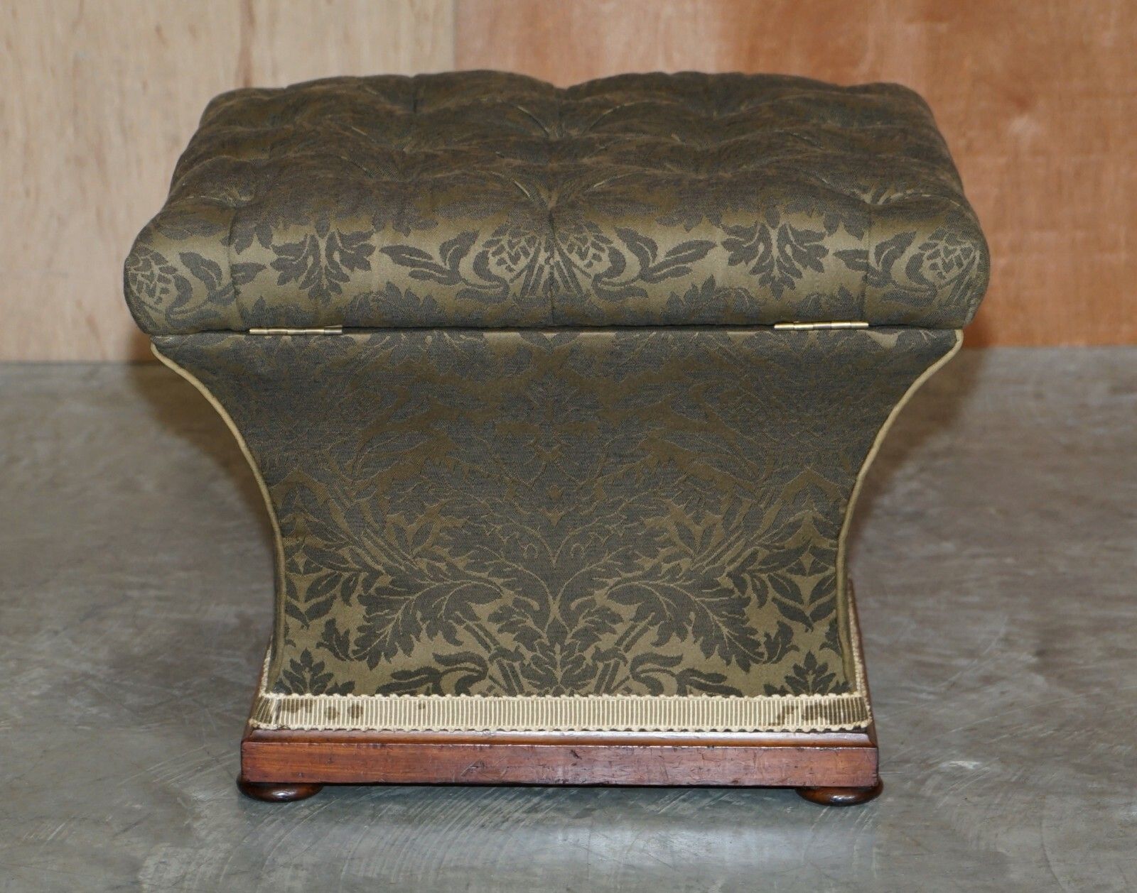 photo furniture Exquisite Upholstered Victorian Circa 1860 Ottoman Stool Footstool With Storage