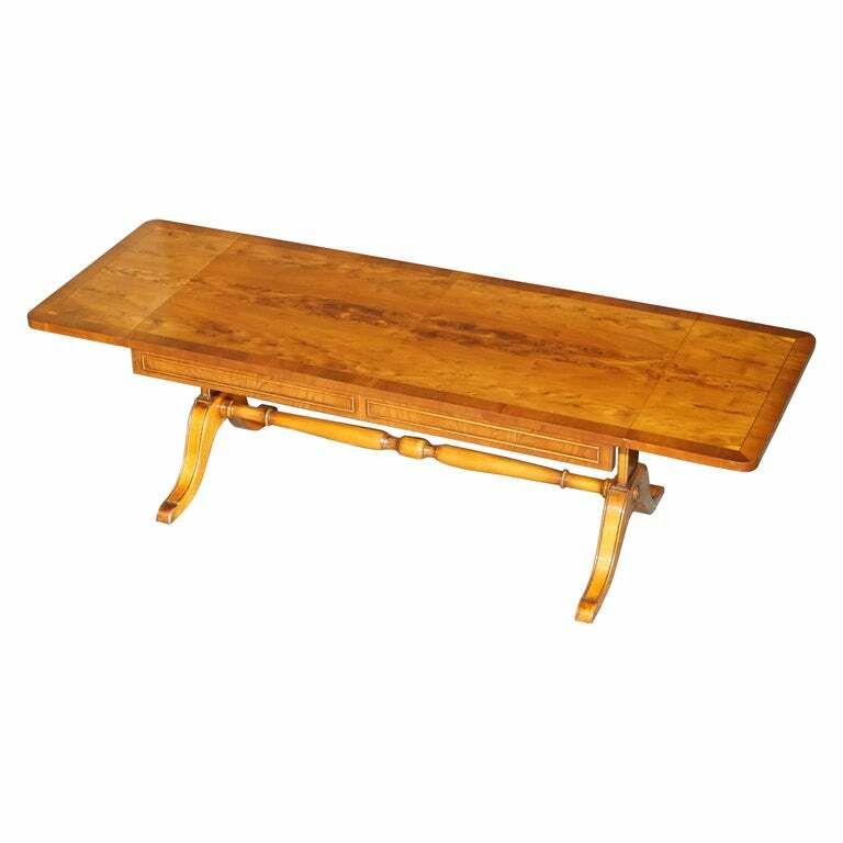 Sublime Vintage Bevan Funnell Extending Burr Yew Wood Coffee Table Part Of Suite