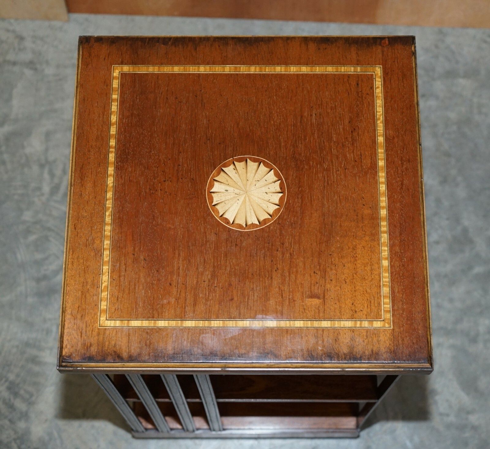Lovley Sheraton Revival Mahogany & Satinwood Revolving Bookcase Side End Table photo Furniture
