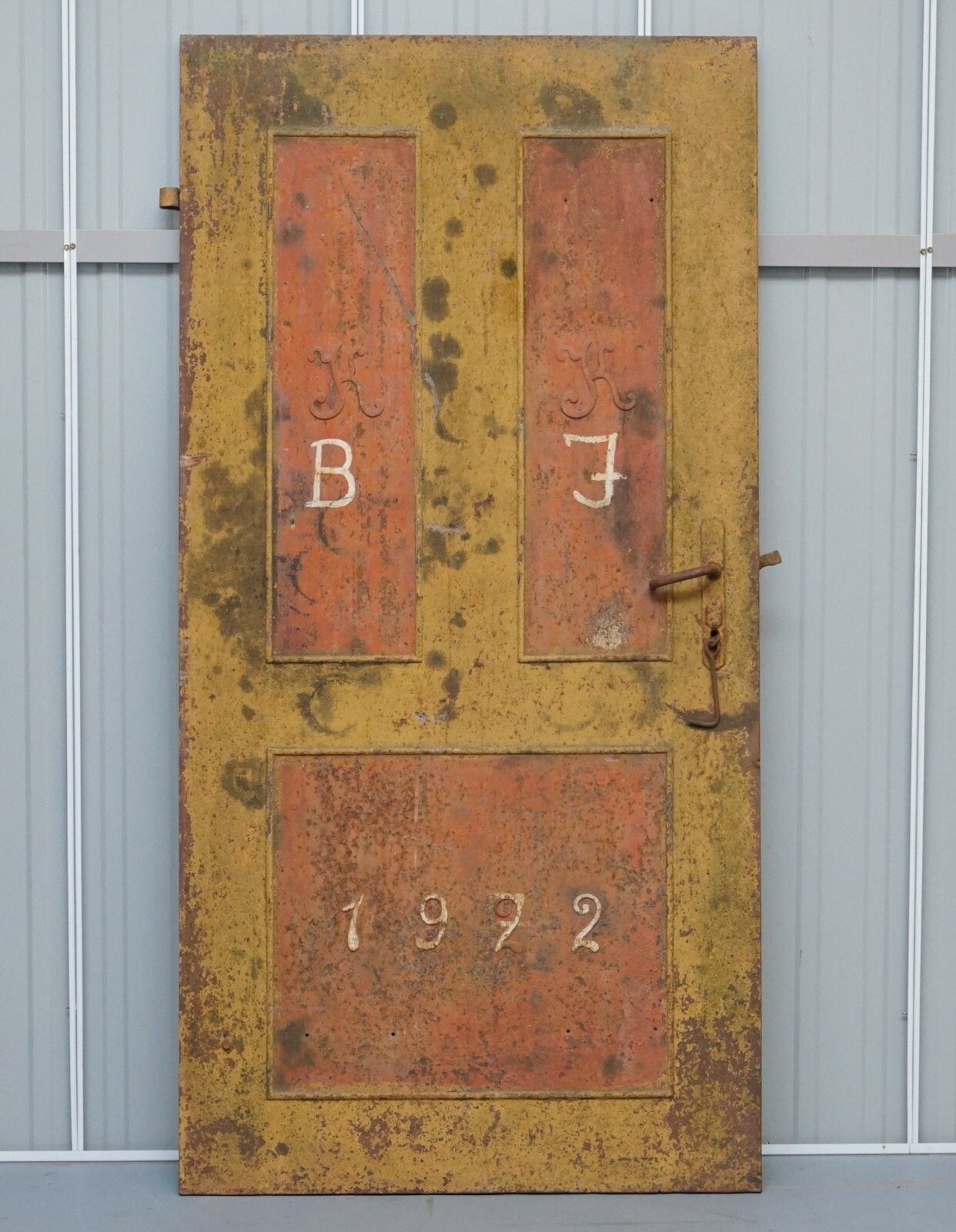 Rare 1922 Hand Painted Hungarian Hand Painted Security Anti Looting Door Hungry photo furniture