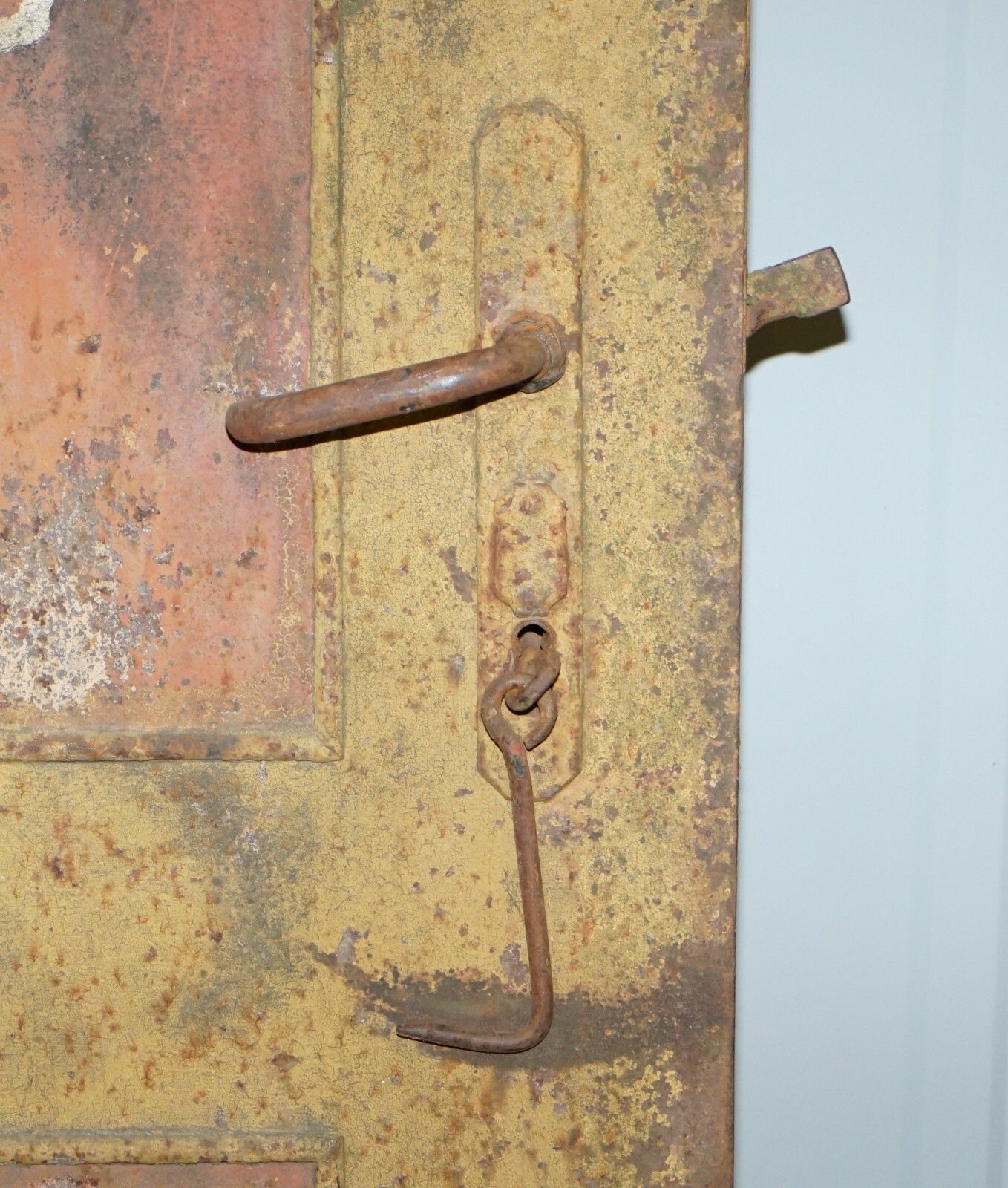 Rare 1922 Hand Painted Hungarian Hand Painted Security Anti Looting Door Hungry photo vinterior