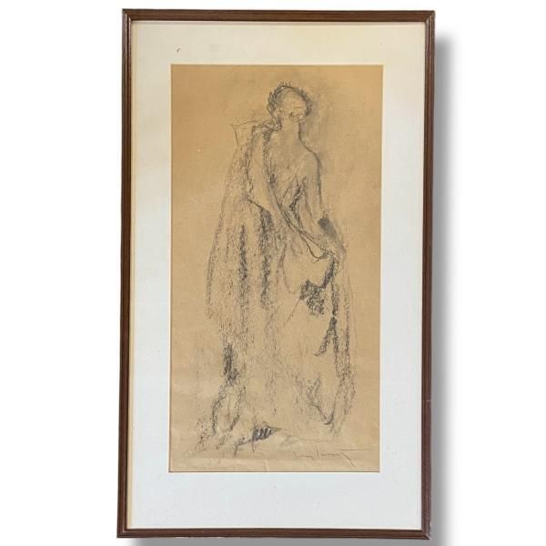Louis Icart Original Signed Charcoal On Paper Of A Female