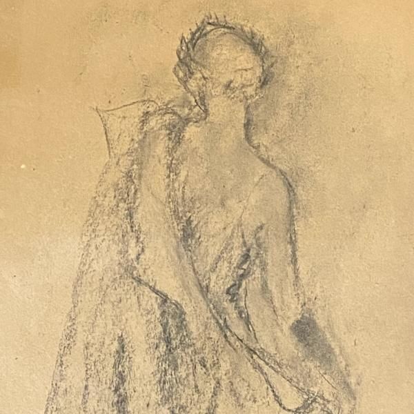 Louis Icart Original Signed Charcoal On Paper Of A Female photo for sale