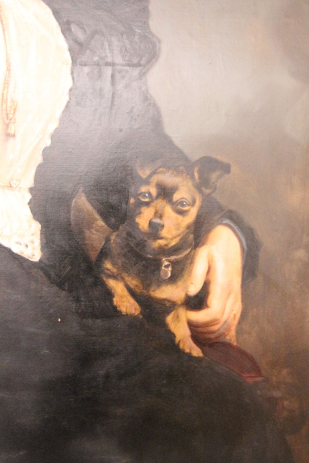 Edwardian Oil Portrait Lady With Dog photo vinterior