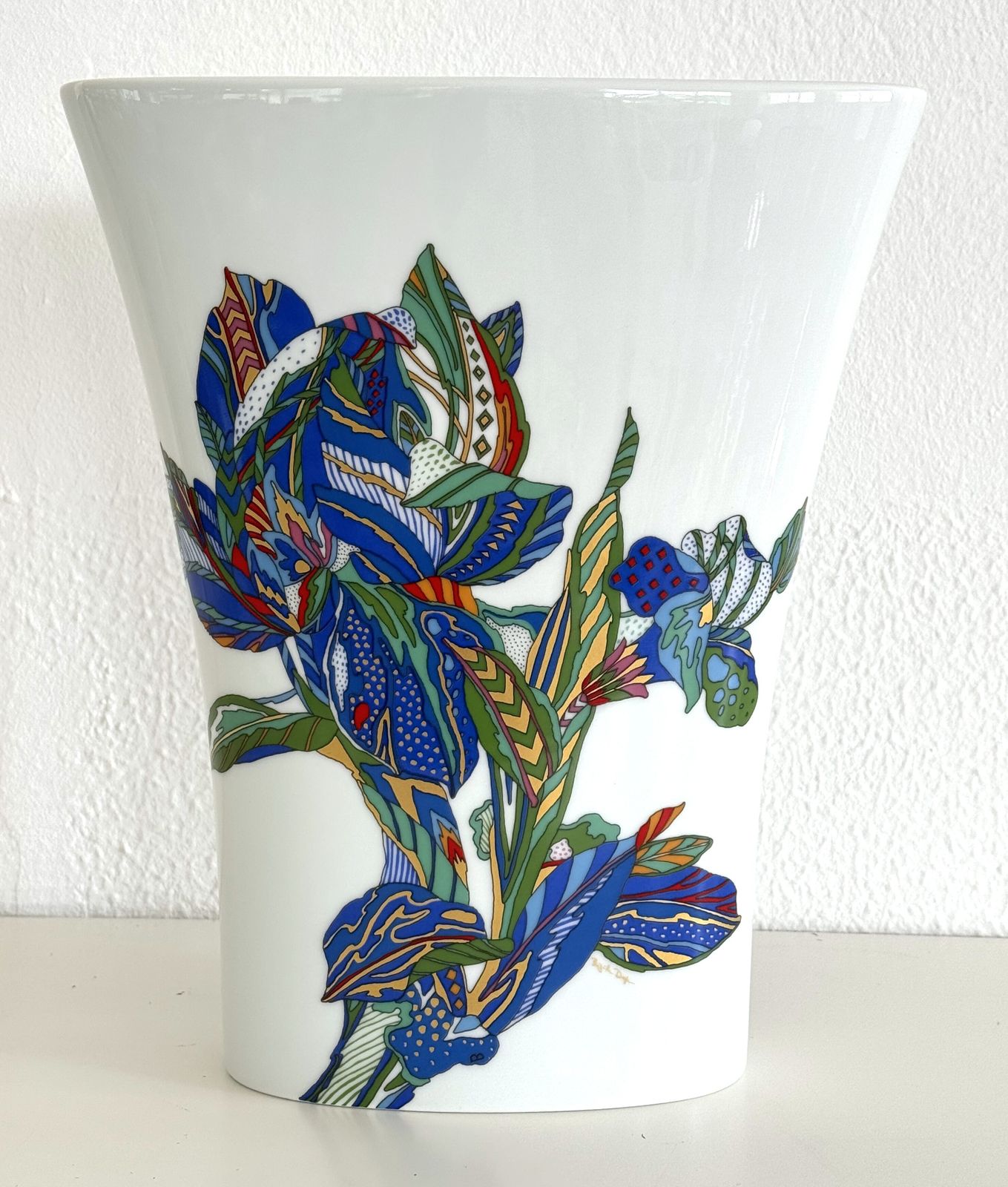 Brigitte Doege For Rosenthal Germany Large Porcelain Flower Vase, 1990s