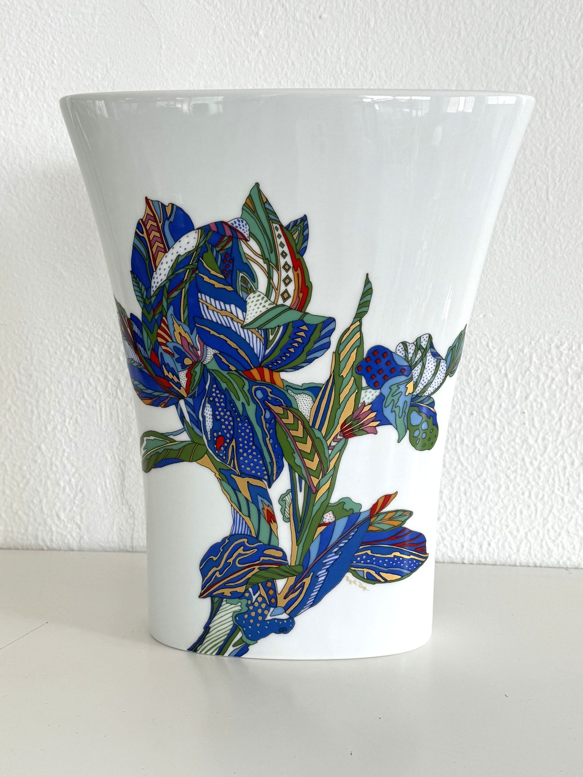 Brigitte Doege For Rosenthal Germany Large Porcelain Flower Vase, 1990s photo vinterior