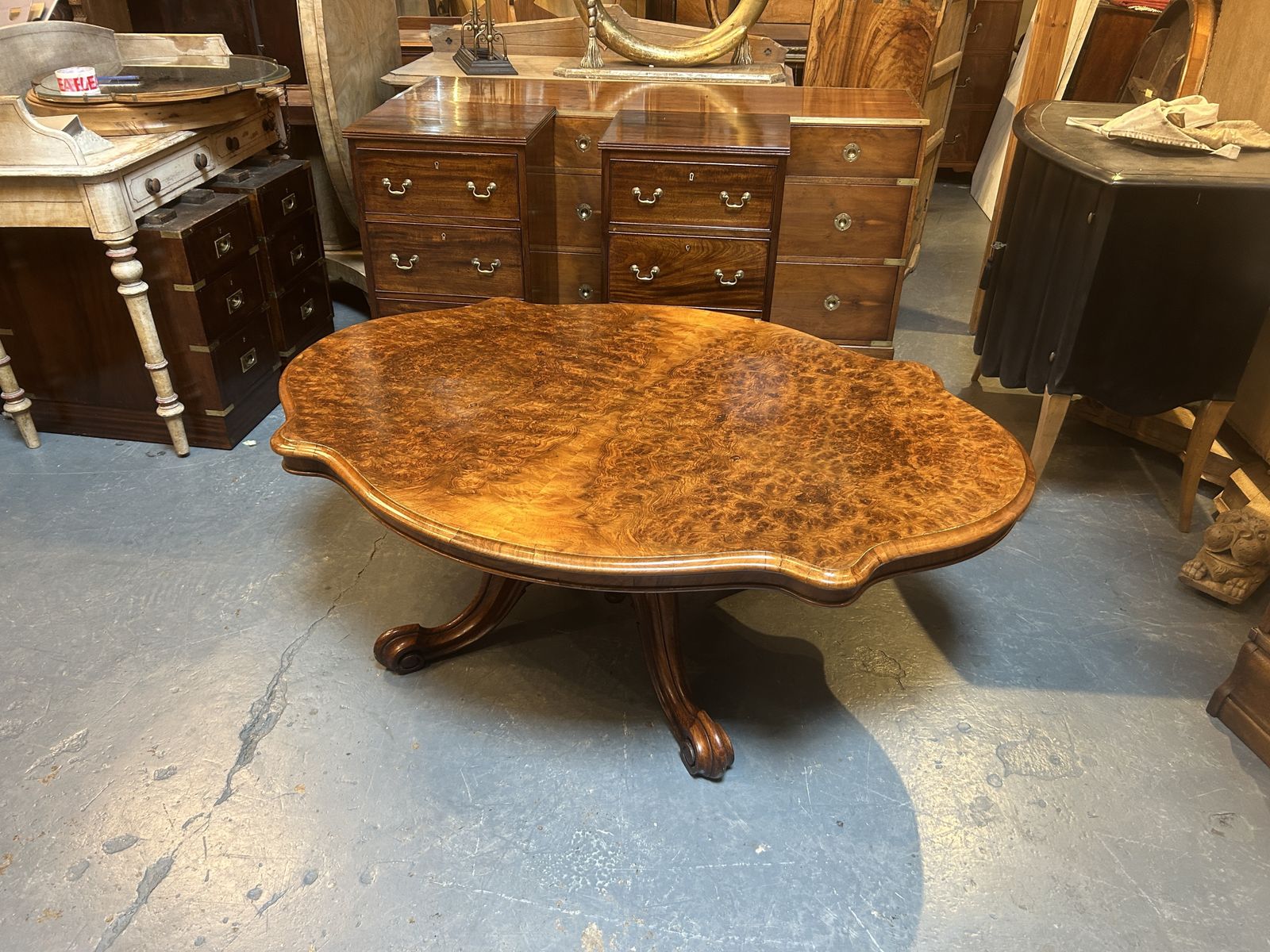 Victorian Burr Walnut Coffee Table photo for sale