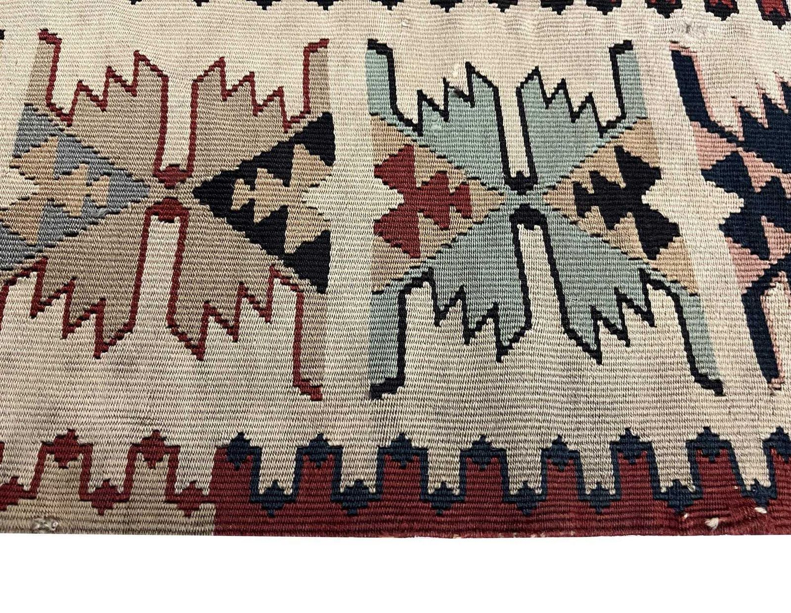 Antique Burgundy Kilim Rug: Square Wool Flatweave Carpet, 1900s photo vintage