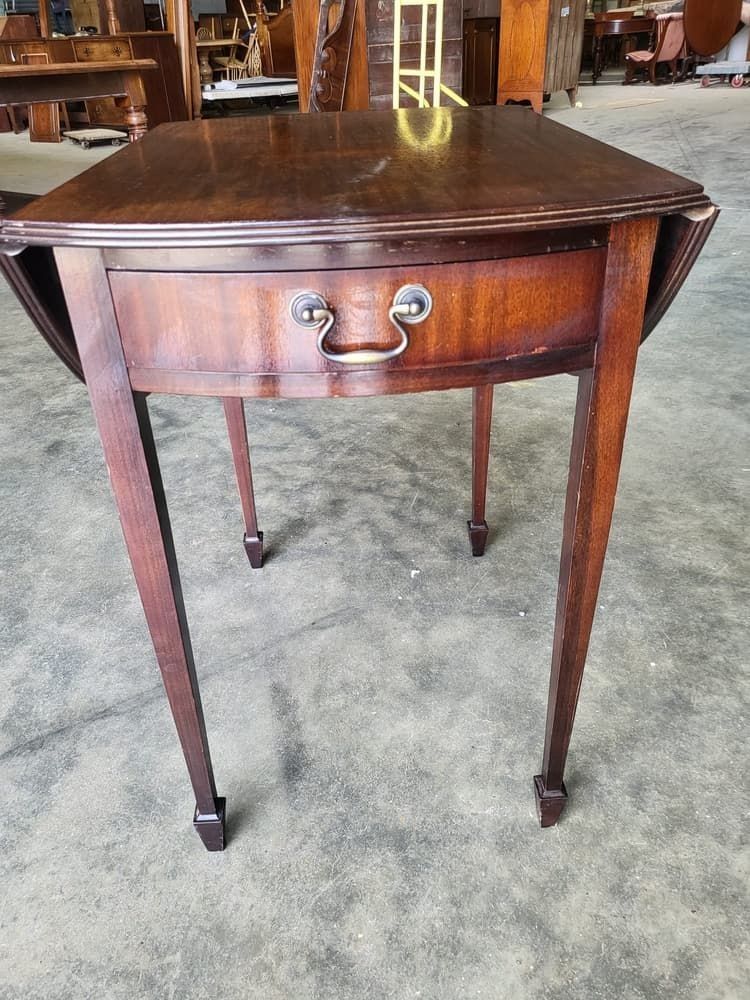 Antique Repro Small Drop Leaf Side End Occasional Table Drawer Tapered Legs photo Furniture