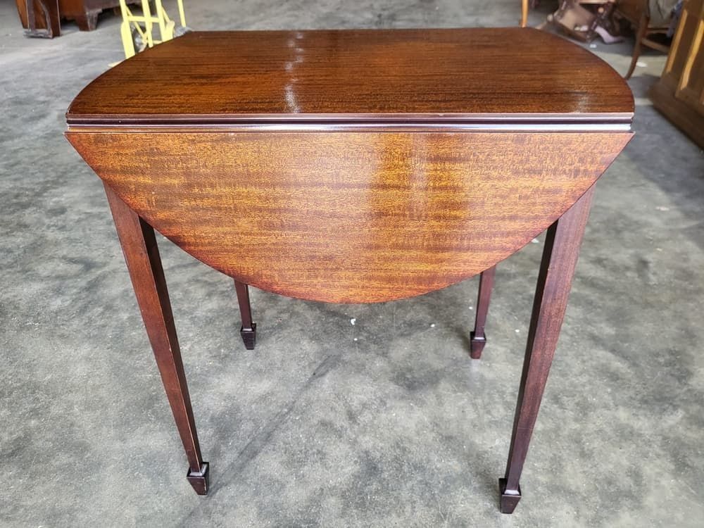 Antique Repro Small Drop Leaf Side End Occasional Table Drawer Tapered Legs photo vintage