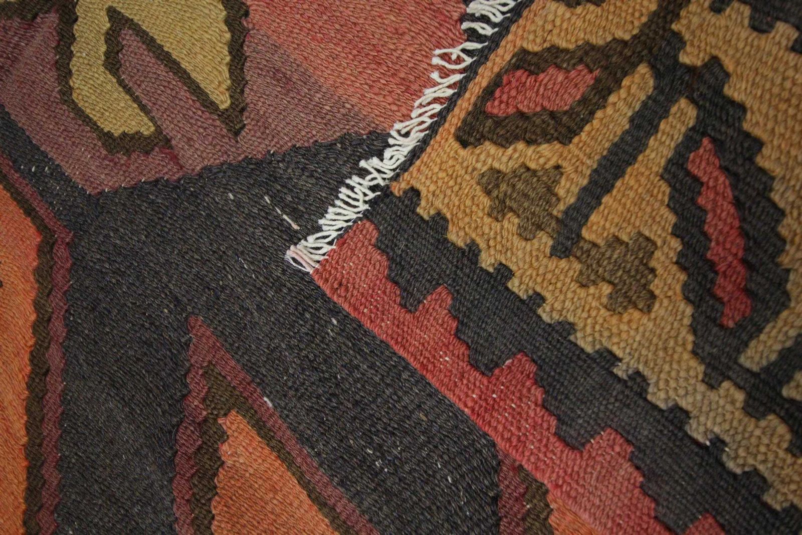 Vintage Kilim Runner Rug: 1940s Wool Flatweave, Geometric Tribal Design photo 3400.0