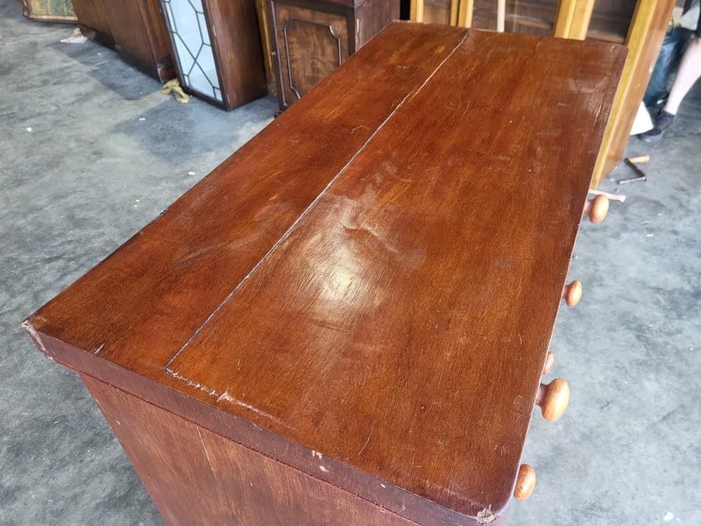 Antique Victorian Mahogany 2 Over 3 Chest Of Drawers Knob Handles photo vinterior