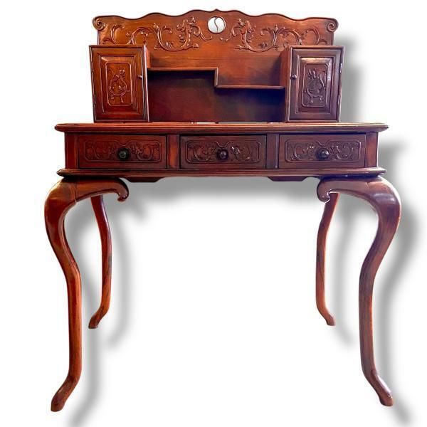 Spectacular Bespoke Anglo Chinese Zitan Wood Desk, Early 20th Century