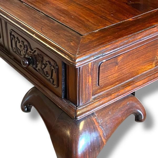 Spectacular Bespoke Anglo Chinese Zitan Wood Desk, Early 20th Century photo 895.0