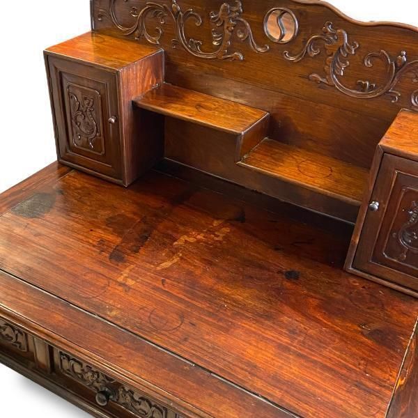 Spectacular Bespoke Anglo Chinese Zitan Wood Desk, Early 20th Century photo vinterior