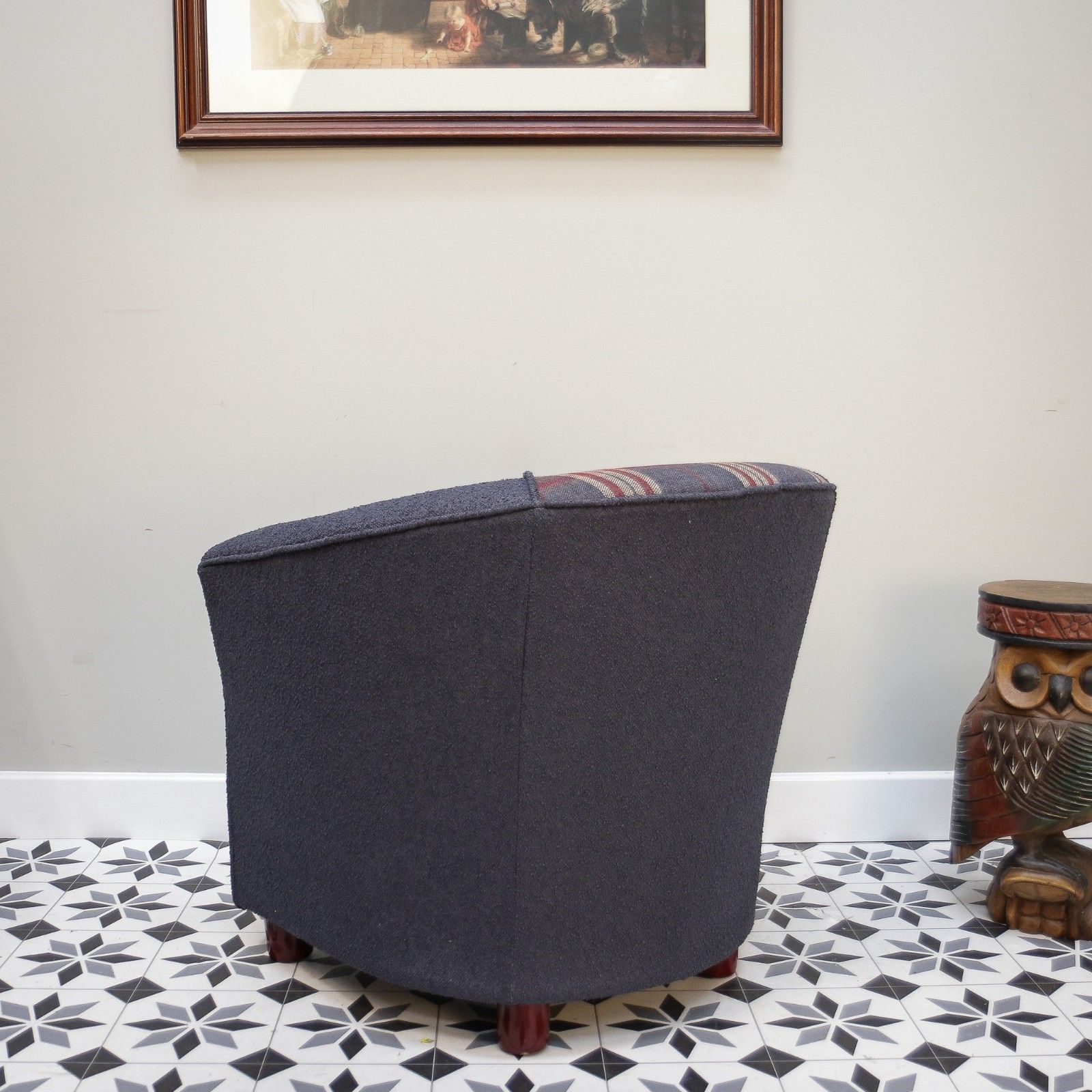 Furniture Upholstered Blue And Tartan Tub Chair photo