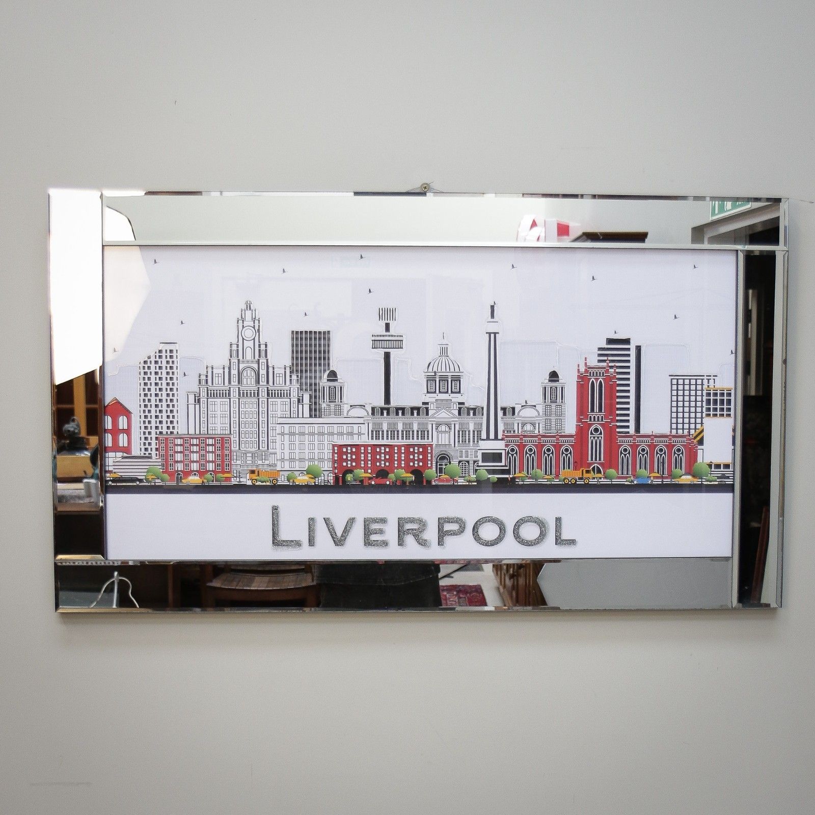 Liverpool City Skyline Picture With Textured Glass Finish
