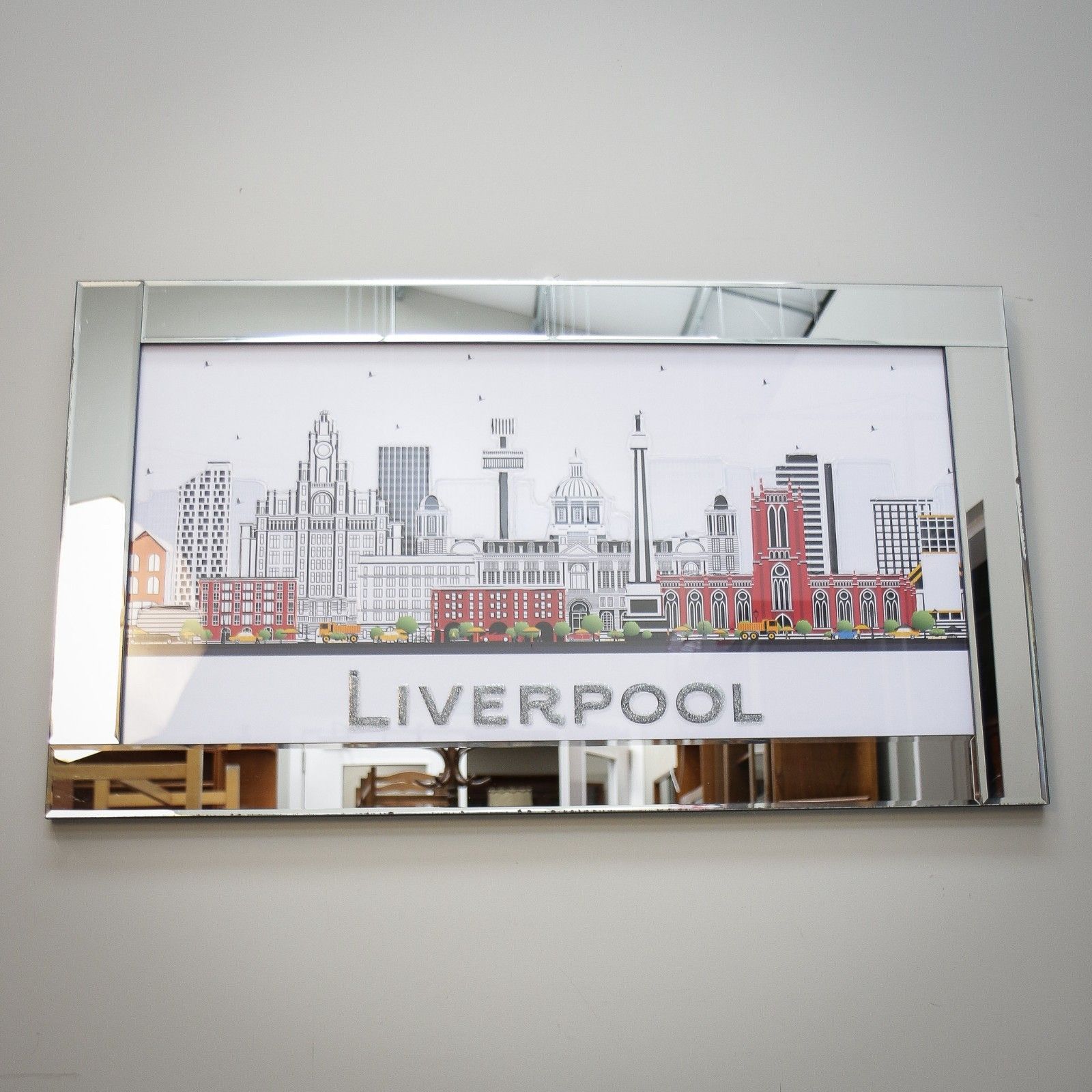 Liverpool City Skyline Picture With Textured Glass Finish photo vintage