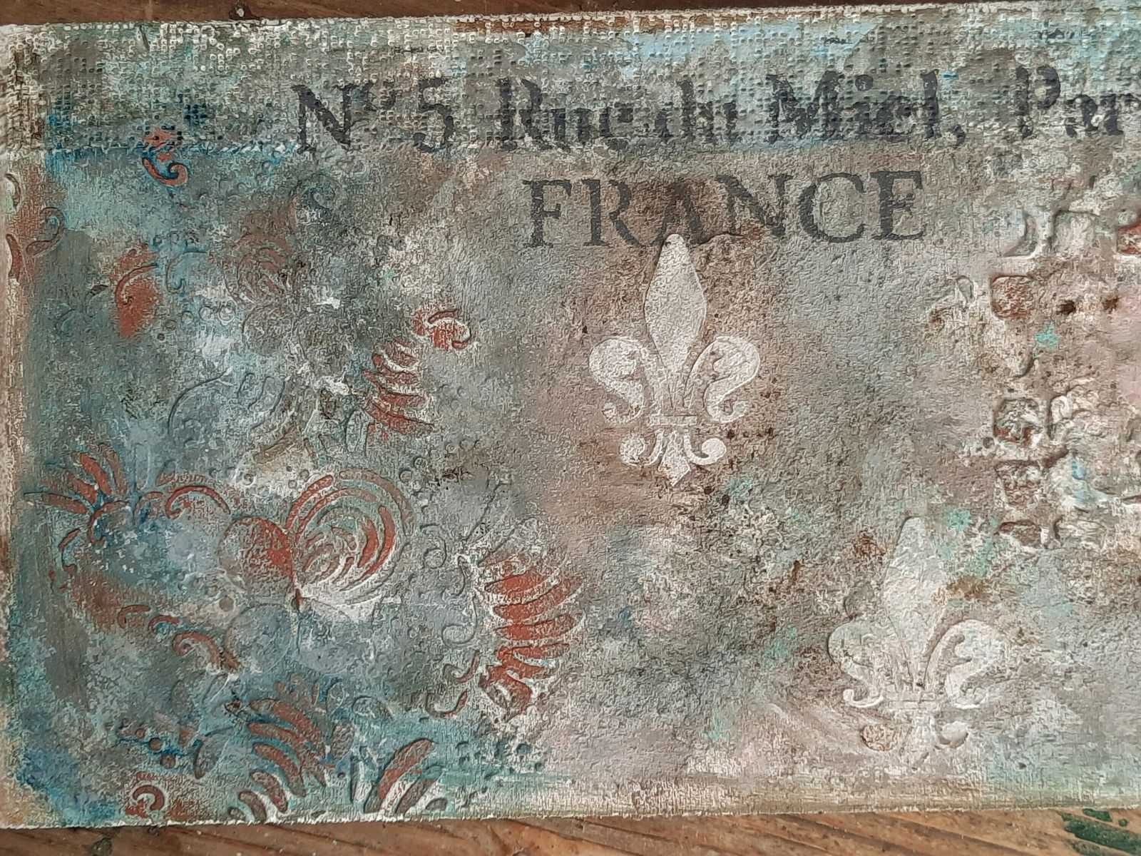 Handmade Turquoise French Wall Plaque: Shabby Chic Baroque Decor (18.1x6.3") photo vintage