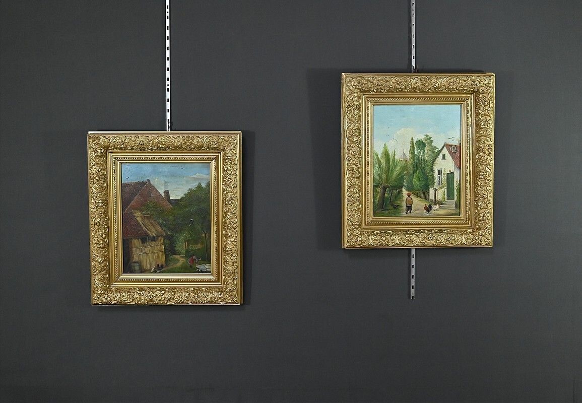 Pair Of “Country Scenes” Paintings, Signed A. Minne – Late 19th Century photo Art