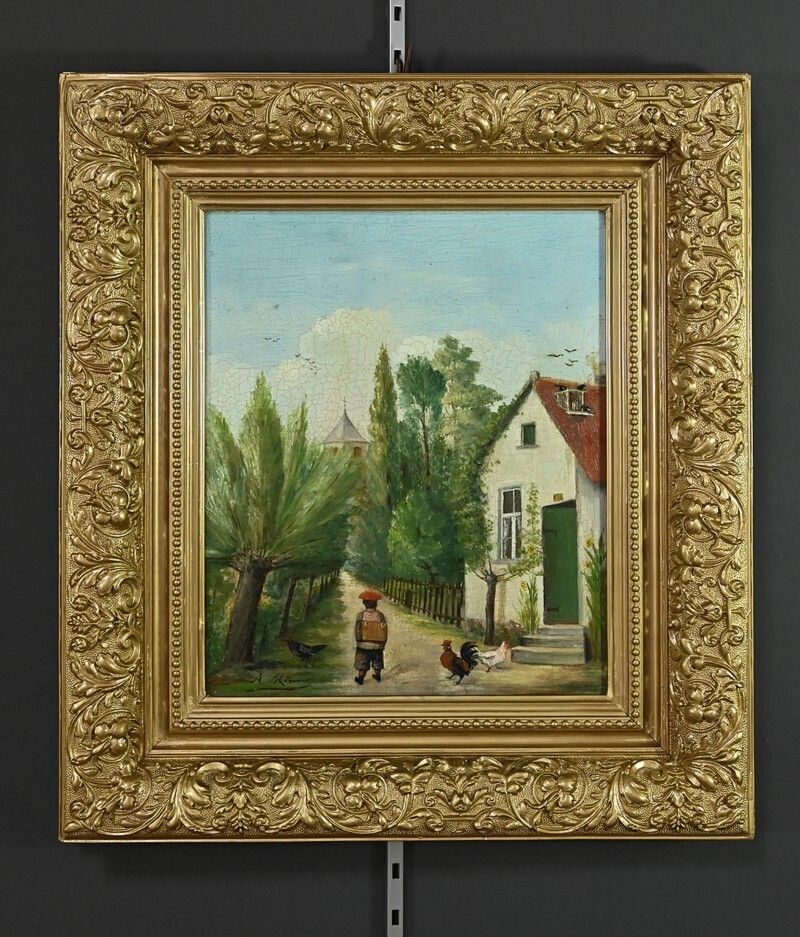 photo for sale Pair Of “Country Scenes” Paintings, Signed A. Minne – Late 19th Century