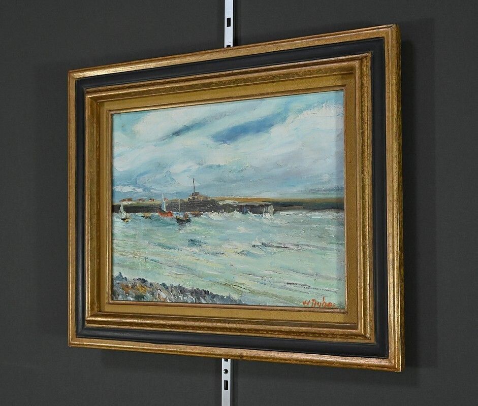 Painting “Petit Port Breton” Signed Jj Duboc – 1980 photo Art