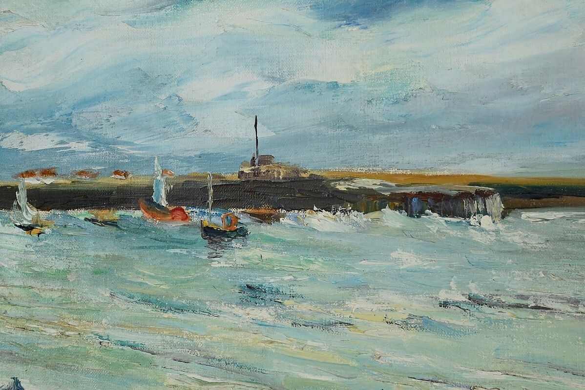Painting “Petit Port Breton” Signed Jj Duboc – 1980 photo buy