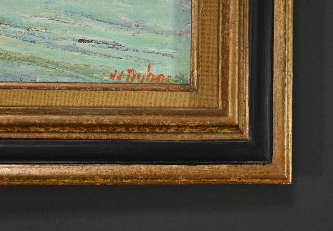 photo furniture Painting “Petit Port Breton” Signed Jj Duboc – 1980
