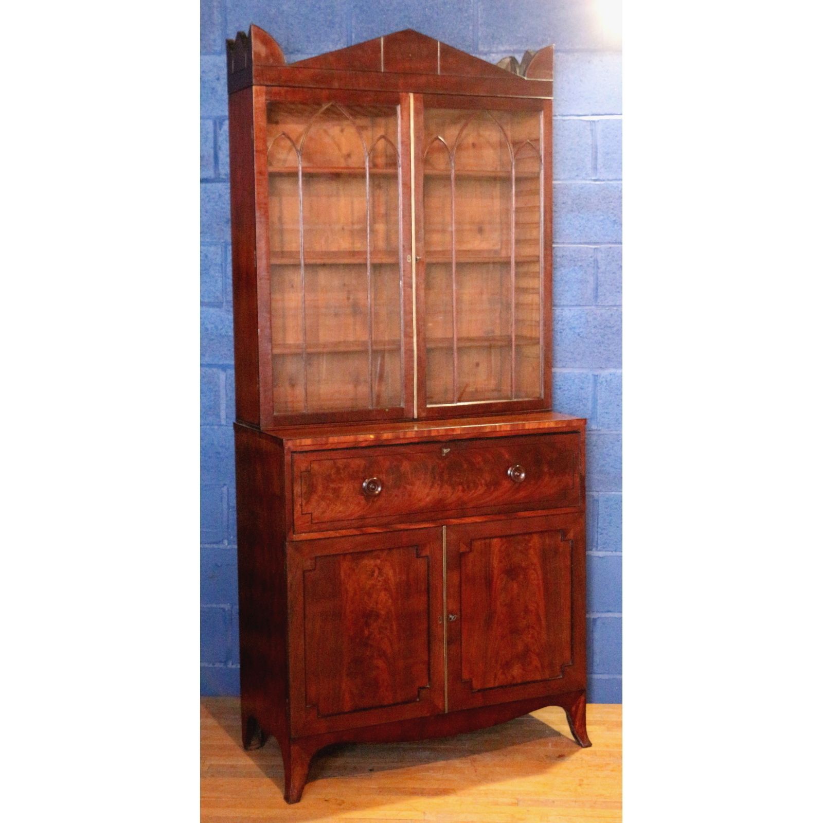 A Fine Regency Period Thomas Hope Mahogany Secretaire Bookcase