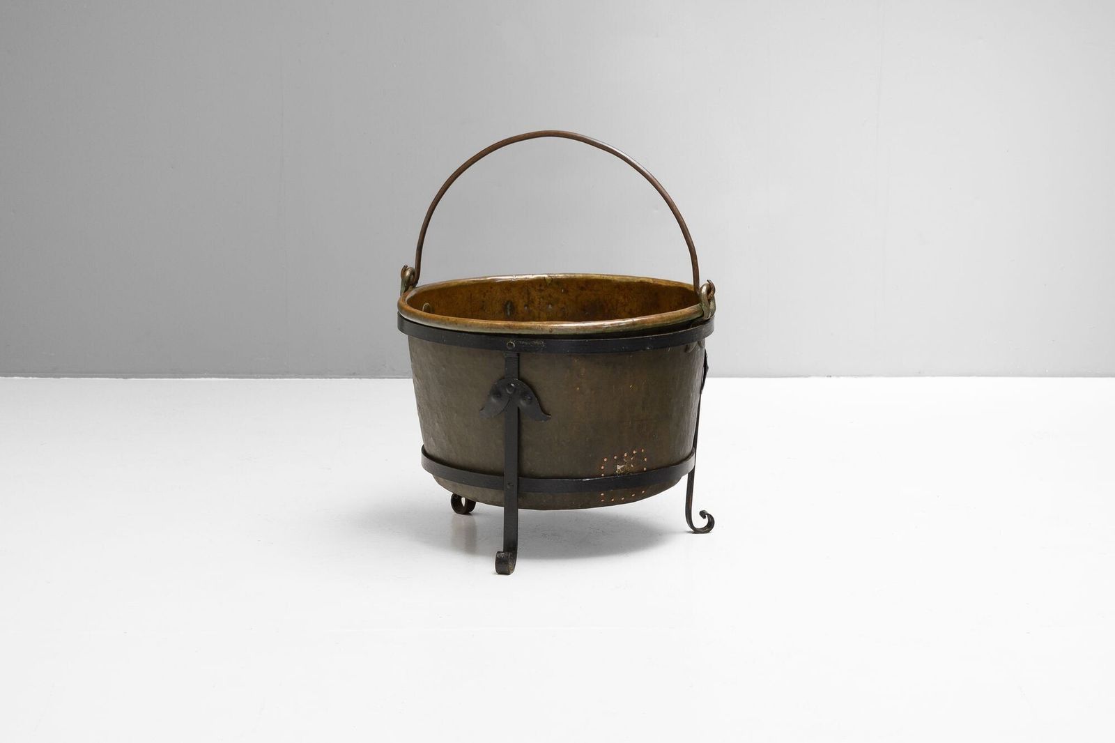 Copper Cauldron, 1800s, Antique photo furniture