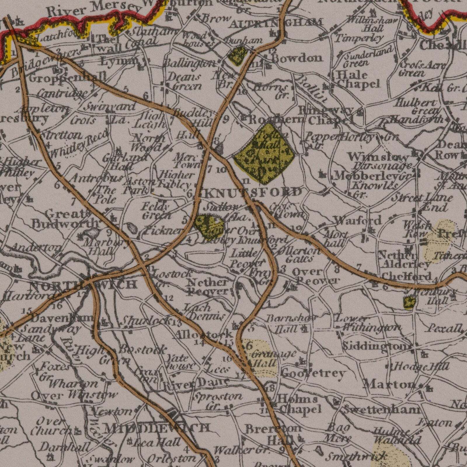 photo furniture Vintage County Map Of Cheshire, English, After John Cary, Cartography Interest