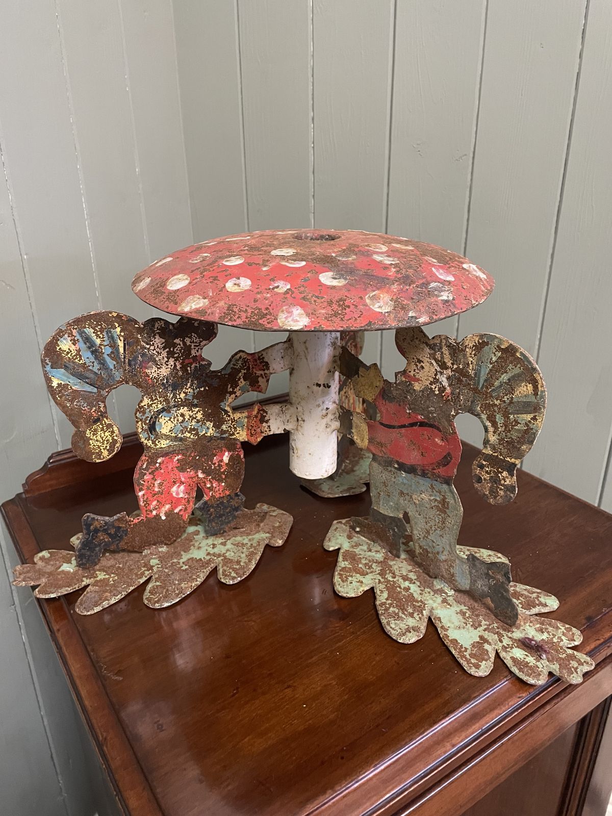 220.0 Antique Handmade German Folk Art Metal Christmas Tree Stand photo