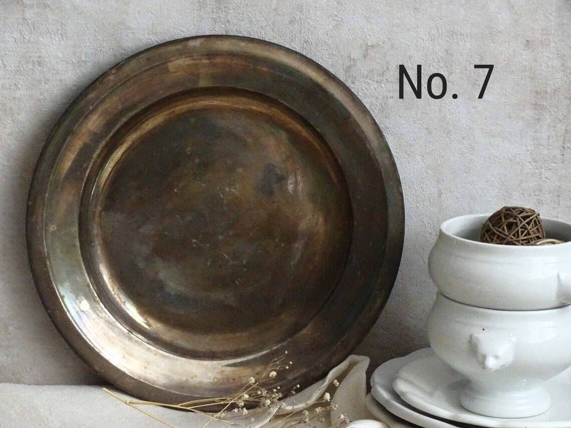 Vintage Silver Plated Charger Plate Gebruder Hepp Pforzheim Tarnished Shabby Chic Tray photo vintage