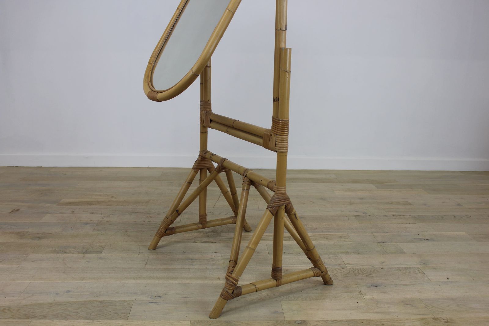 Vintage 1980s Cheval Full Length Bamboo Mirror photo Home Decor