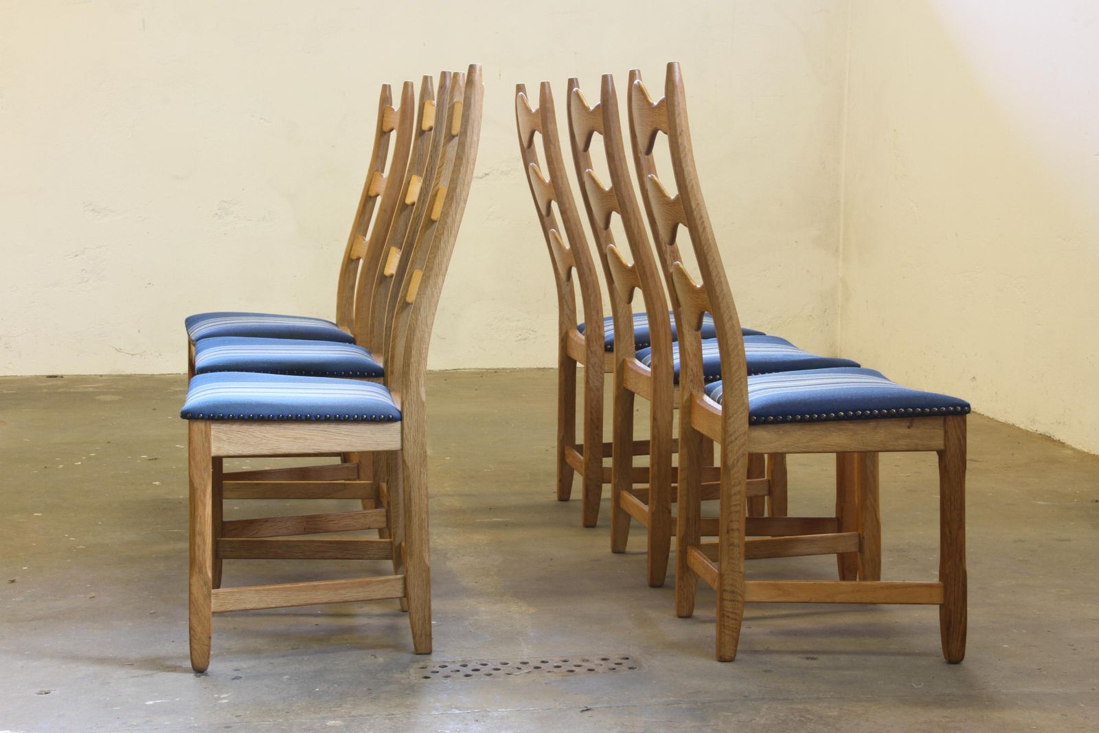 Vintage 1960s Danish Brutalist Oak Ladder Dining Chairs Style Of Kjærnulf photo vintage