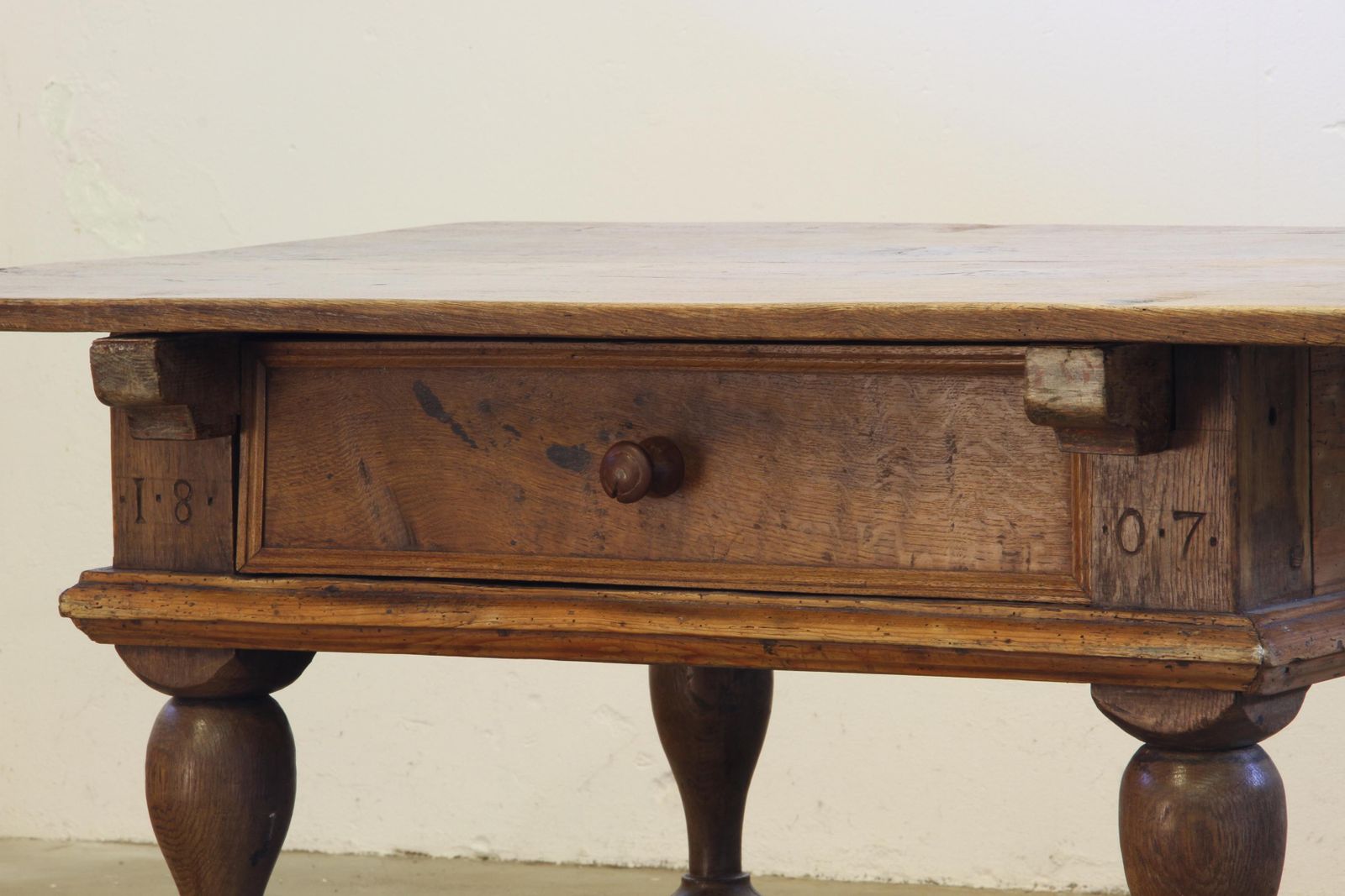 Baroque Antique Nordic Provincial Oak Table 1800s Rustic Farmhouse, Rich Patina photo for sale