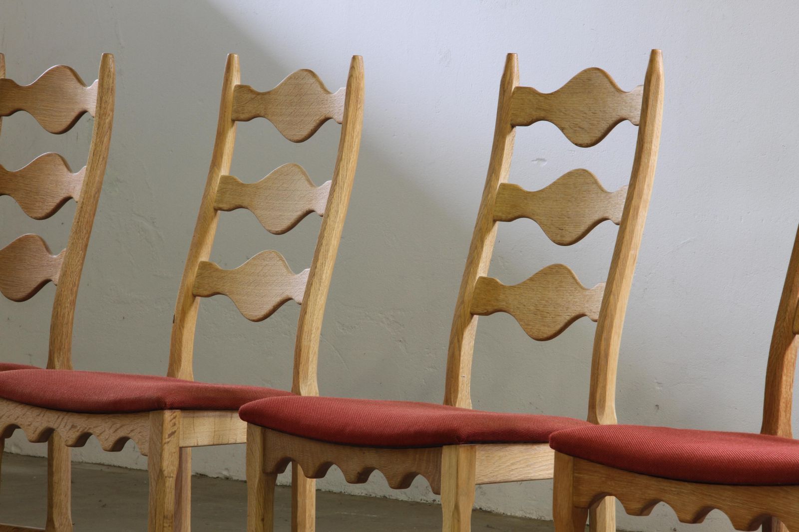 Vintage 1960s Danish Brutalist Ladderback Light Oak Chairs Style Of Kjærnulf photo vinterior