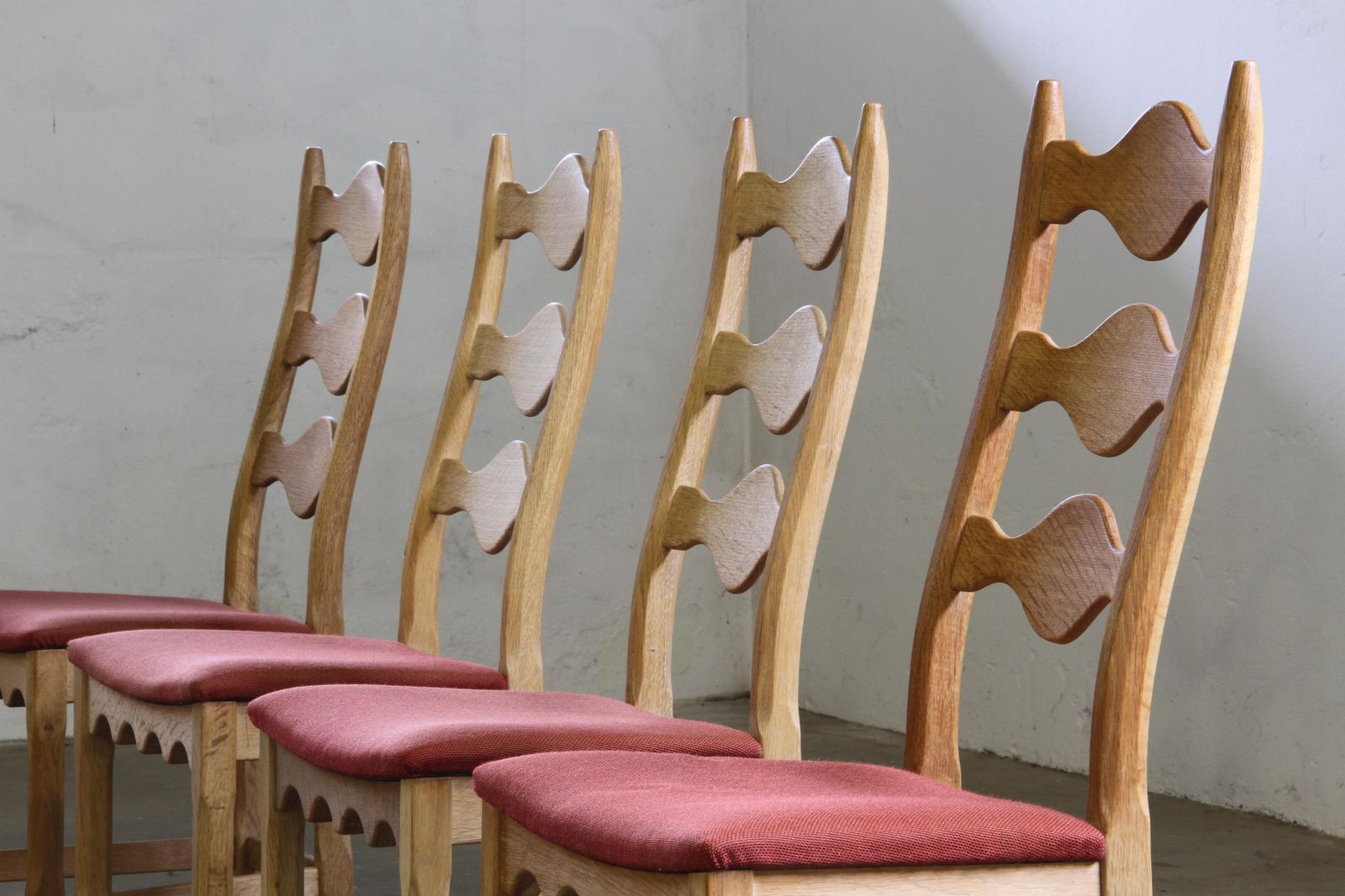 Vintage 1960s Danish Brutalist Ladderback Light Oak Chairs Style Of Kjærnulf photo buy