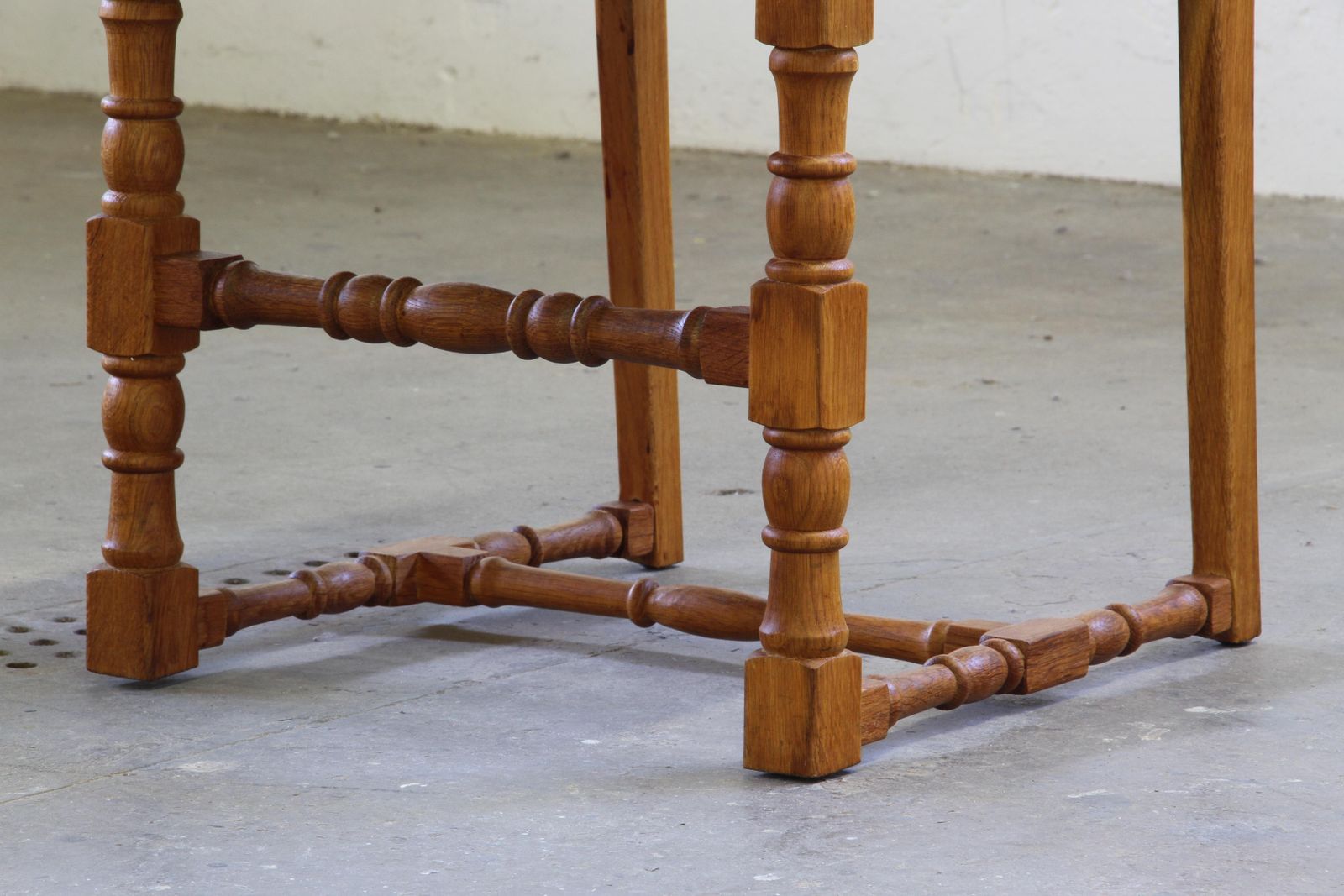 Vintage 1940s/50s Solid Oak Danish Farmhouse Chairs, Baroque Style Set Of 4 photo for sale